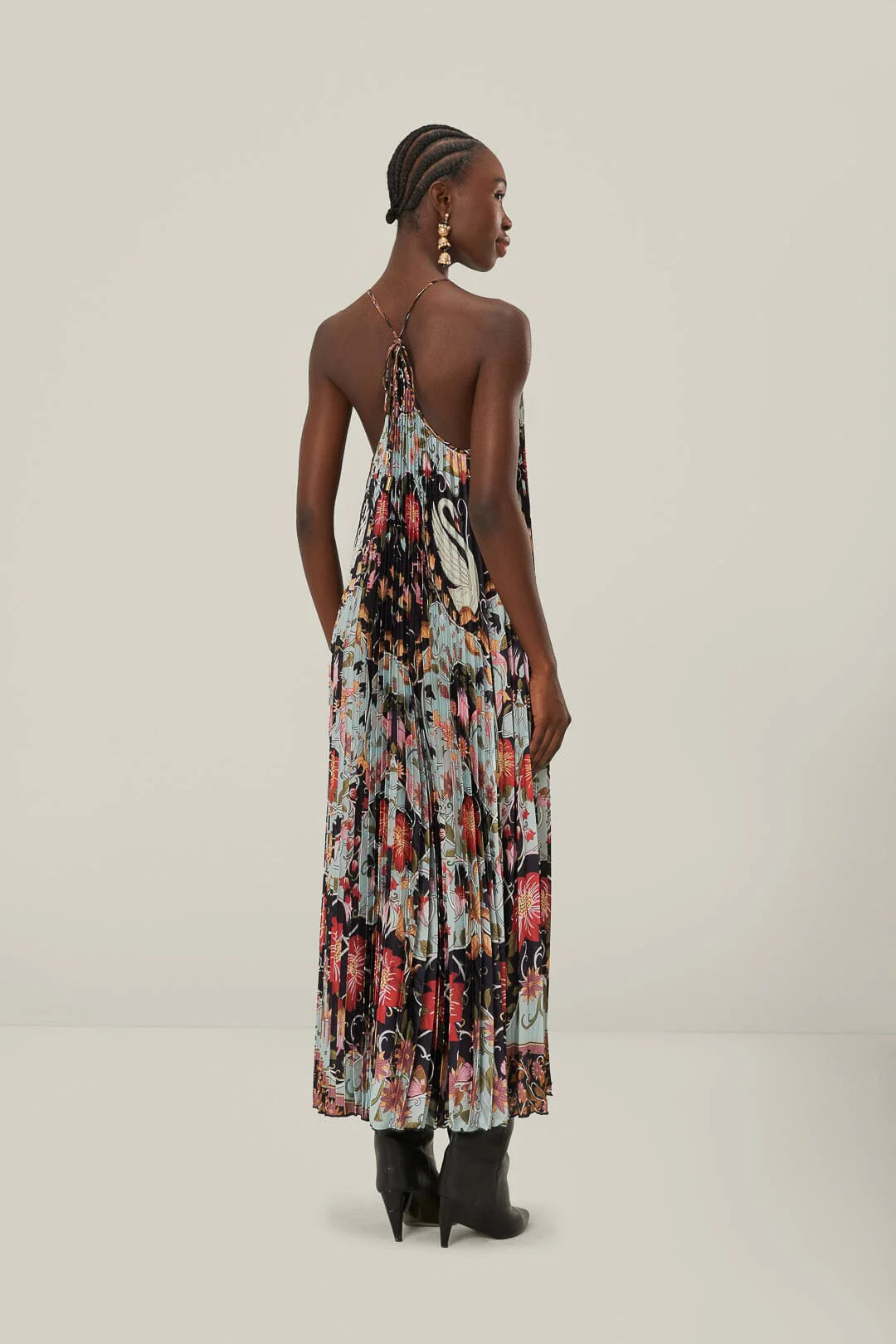 Farm Rio Flowing Beauty Pleated Dress - Women's Boho Maxi Dress with Floral Print | Perfect for Beach Vacations, Summer Parties & Boho Fashion