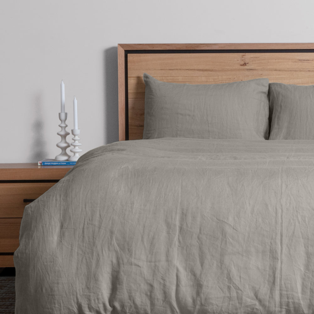 Premium 100% Linen Queen Duvet Cover Set - Stone Color | Breathable & Soft Bedding for All Seasons | Perfect for Master Bedroom, Guest Room & Vacation Homes