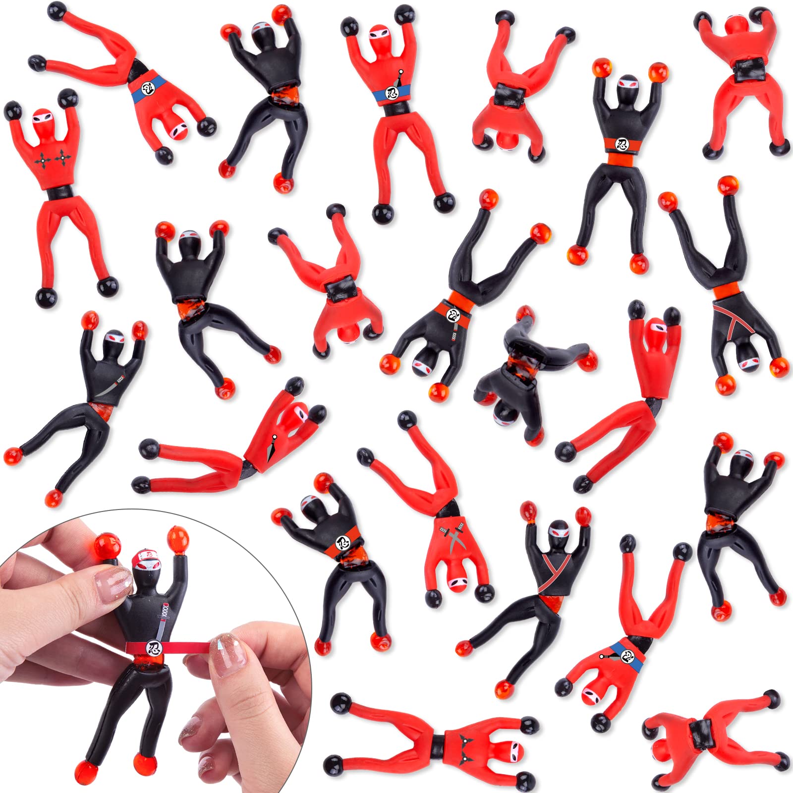 AMOR PRESENT 42PCS Sticky Ninja Climbing Toys - DIY Wall Crawlers with Stickers, Stretchy Window Climbers for Kids - Perfect for Birthday Party Favors, Classroom Rewards & Indoor Play Activities