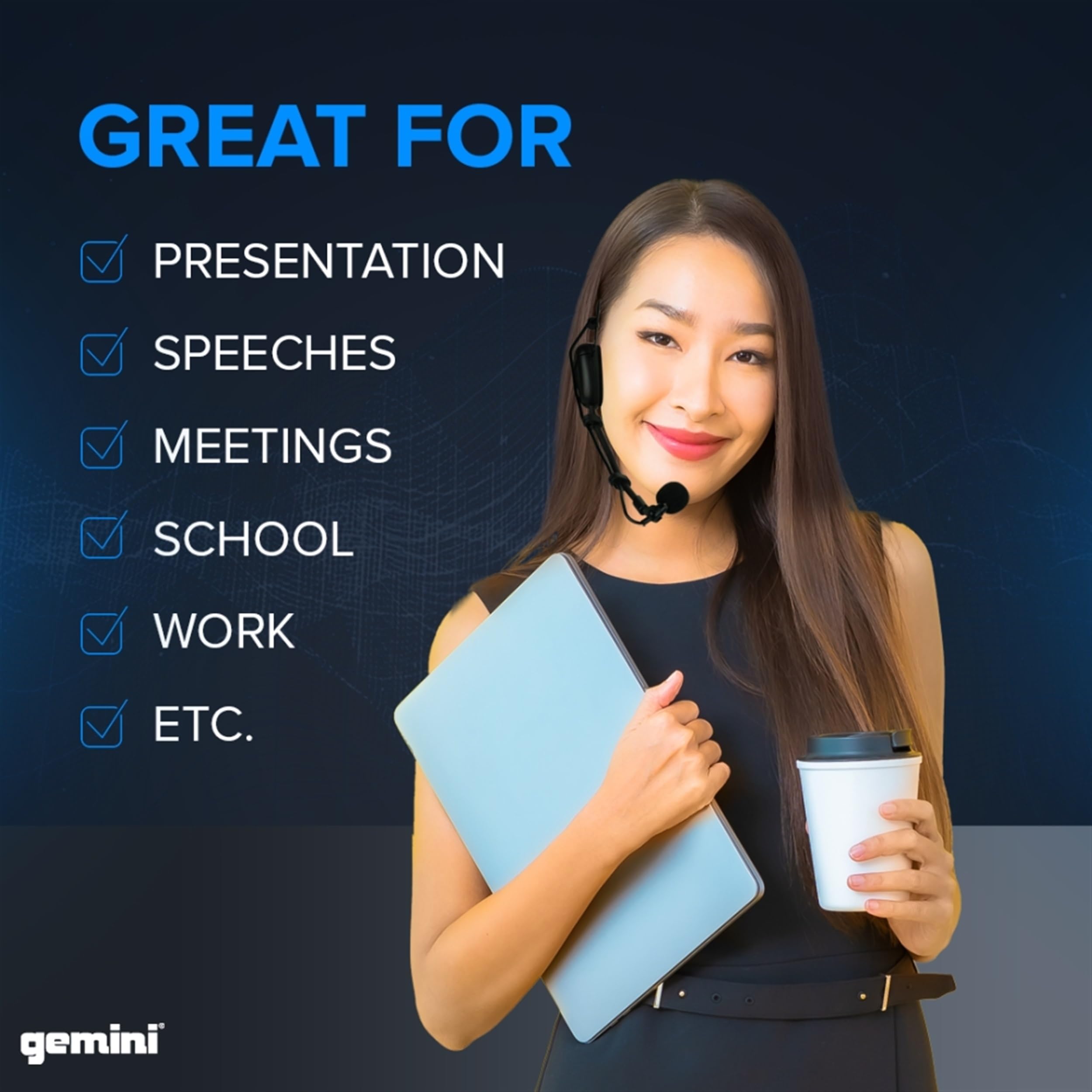 Gemini Sound UHF-6100HL Professional Wireless Microphone System - 256 Channel UHF Receiver with Headset & Lavalier Mic, 240ft Range, LCD Display, Crystal Clear Audio for Performers, Instructors & Public Speakers - Perfect for Live Performances, Presentations, Teaching & Events