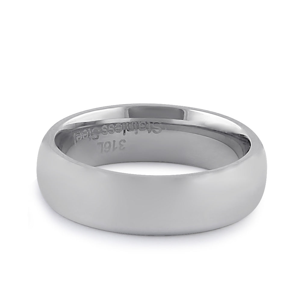 6mm Polished Stainless Steel Men's Wedding Band Ring - Durable & Hypoallergenic for Everyday Wear, Anniversary, and Special Occasions