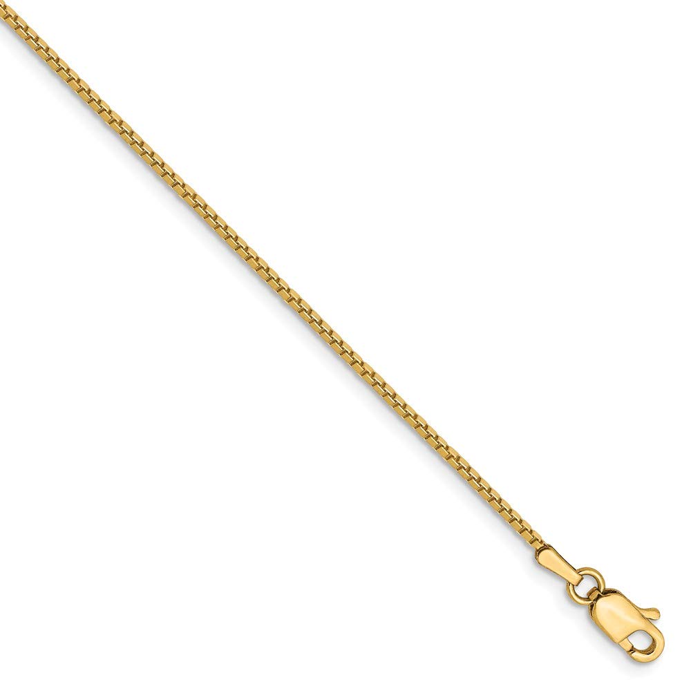14K Solid Yellow Gold 1.05mm Box Chain Necklace with Secure Lobster Clasp - Dainty Minimalist Jewelry for Women, Perfect for Layering, Everyday Wear & Special Occasions