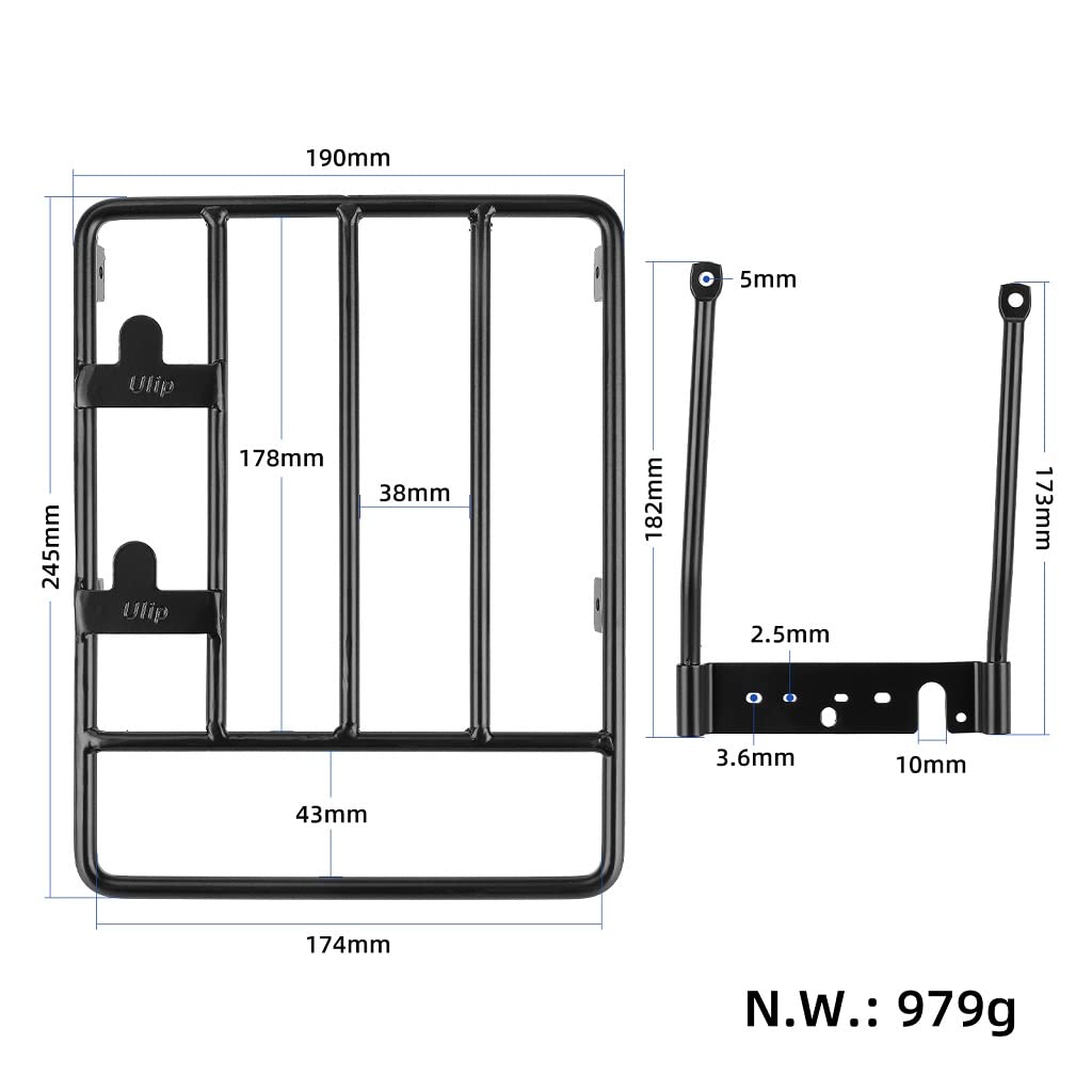 Ninebot Max G30D 2/G30 Max/G30E/G30LP Scooter Luggage Rack - Heavy Duty 8mm Solid Steel Tube Rear Shelf - Easy Installation & Durable Accessory for Commuting, Shopping & Travel