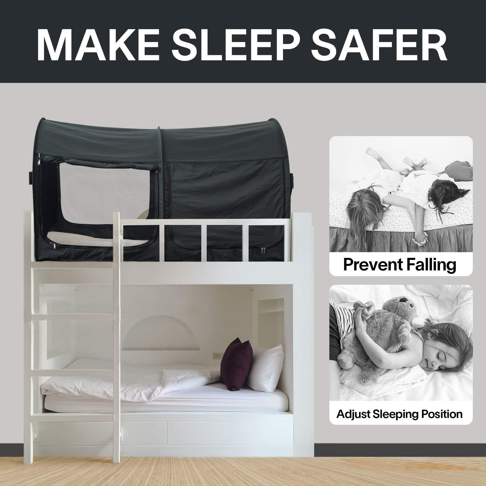 Dream Tents Bed Canopy - Pop Up Indoor Privacy Shelter for Kids & Adults - Warm Breathable Twin Size Cabin Tent (Mattress Not Included) - Perfect for Bedroom Privacy, Reading Nook, or Cozy Sleep Space