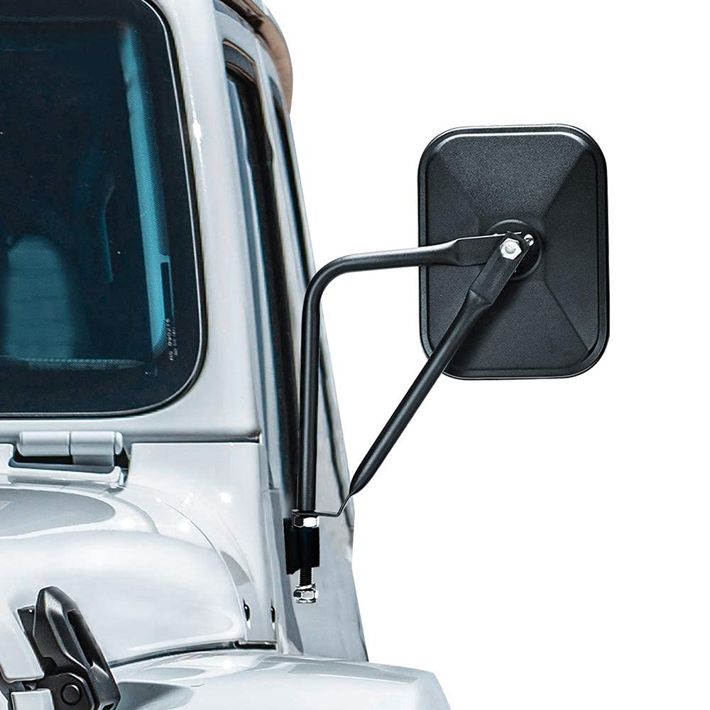 2 Pack Square Adventure Side View Mirrors for Jeep Wrangler CJ YJ TJ JK JL JT Unlimited - Quick Install Door Hinge Mirrors for Safe Doors Off Driving - Perfect for Off-Roading & Trail Adventures