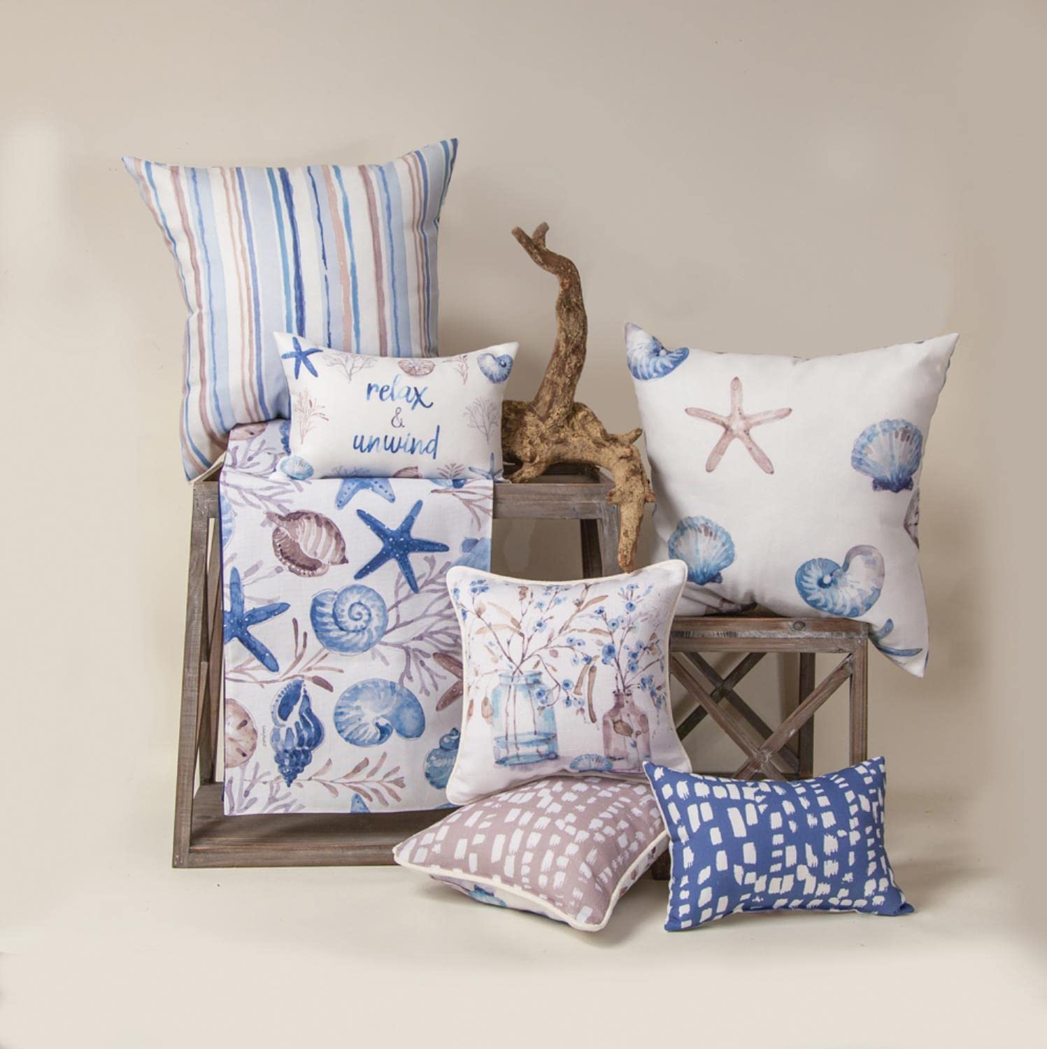 Blue Coastal Escape Blended Yarn Climaweave Pillow - Breathable & Soft Decorative Throw Pillow for Sofa, Bed, or Outdoor Patio - Multi-Finish SLCES Design