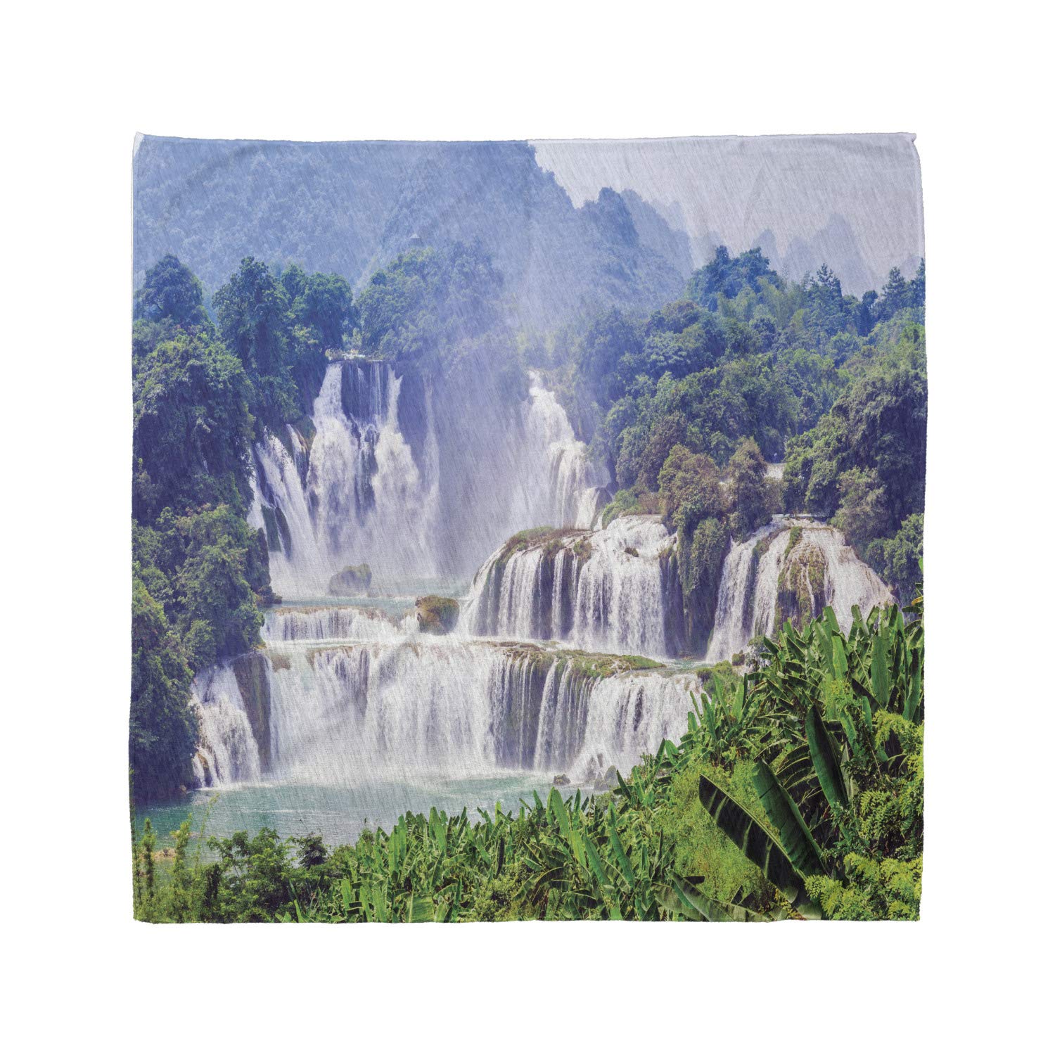 Ambesonne Exotic Bandana - Waterfall Tropical Plant Print Unisex Head Scarf & Neck Tie for Men Women - Perfect for Beach, Music Festivals & Outdoor Adventures