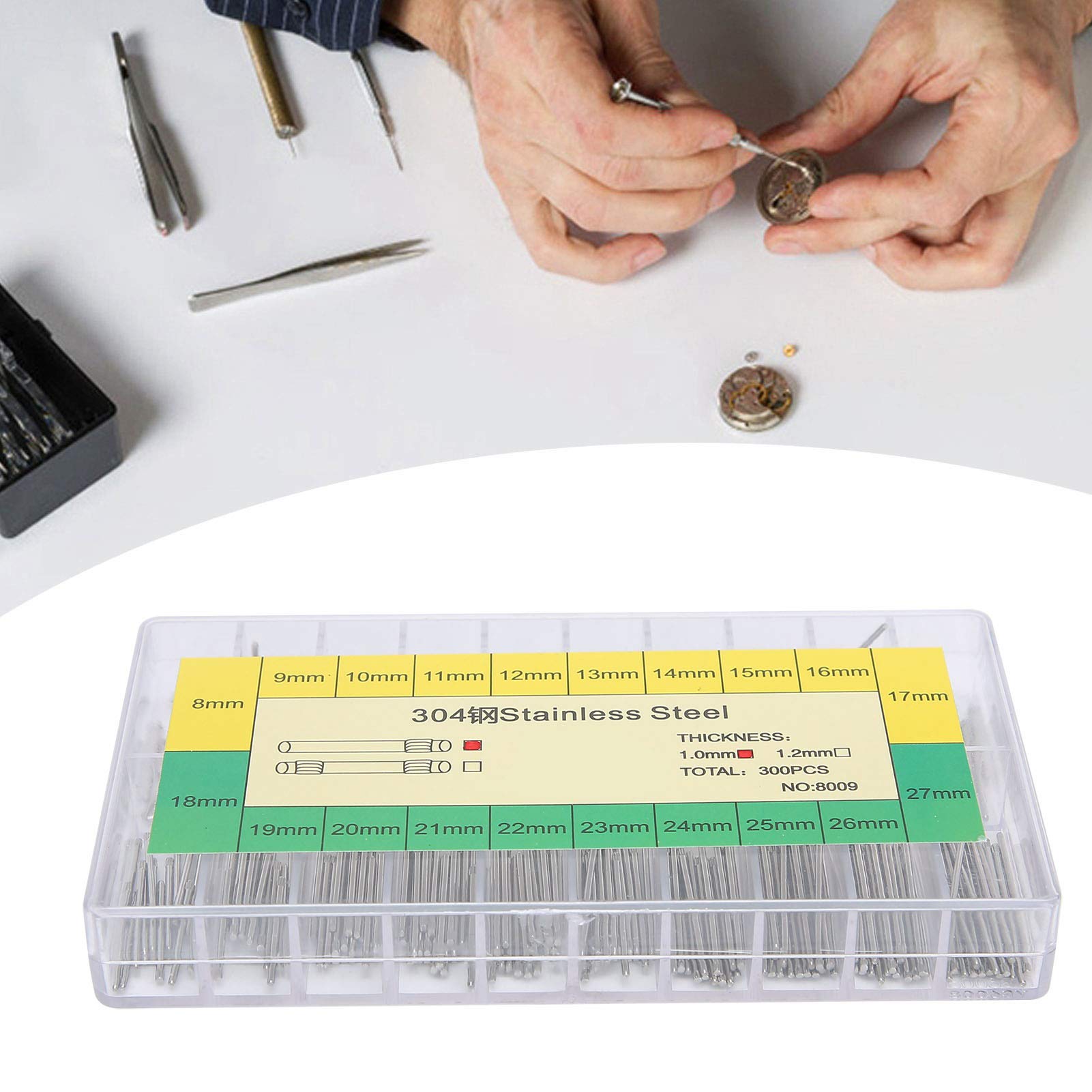 HURRISE 8-27mm Watch Band Link Pins Set - Professional Watch Repair Tools with Spring Pins for Watchmakers | Perfect for Watch Band Adjustment & Maintenance
