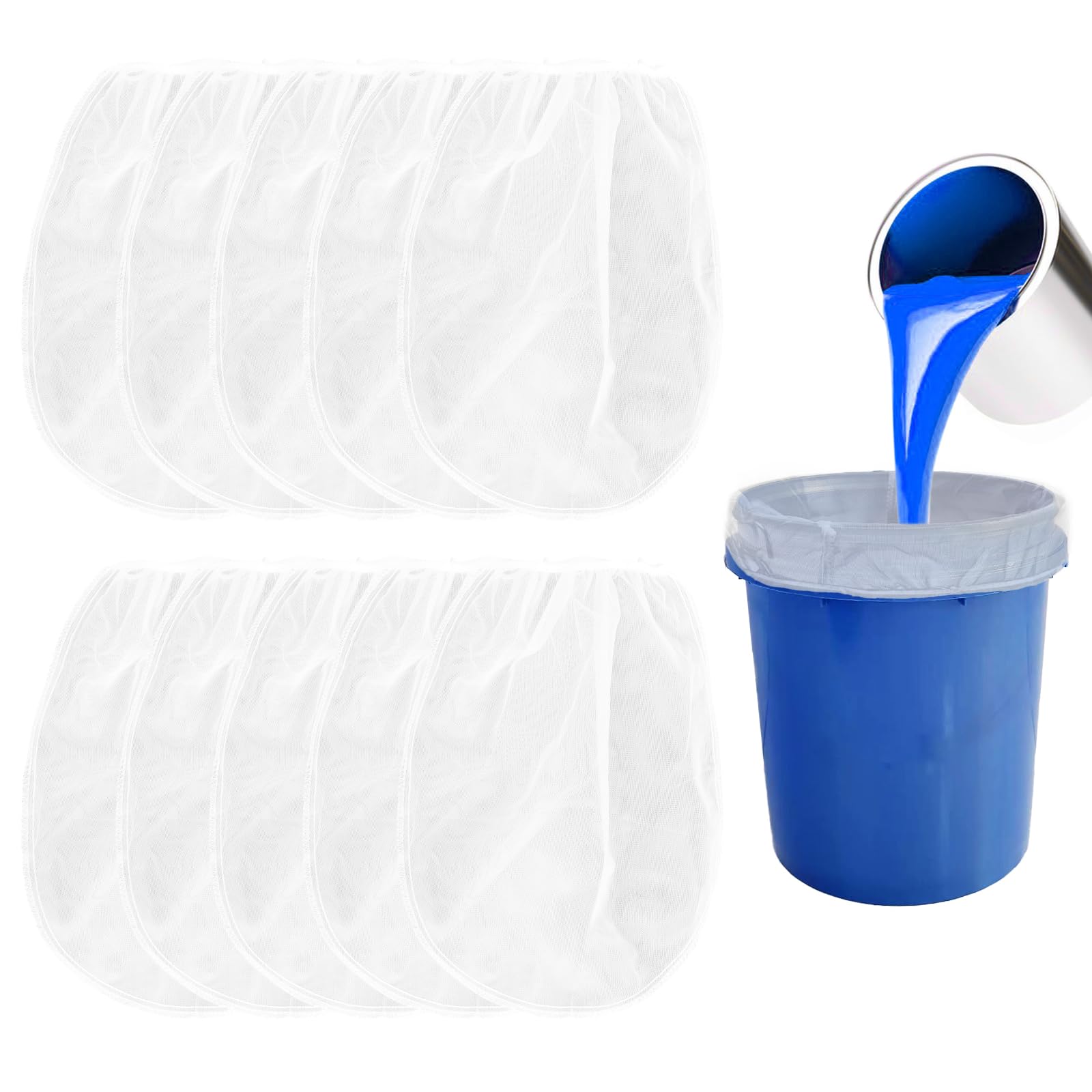 5 Gallon Paint Strainer Bags - 10 Pack Fine Nylon Mesh Filters with Elastic Drawstring for Professional Painting, Gardening & DIY Projects | Paint Filtration, Screen Printing, Concrete Mixing & More