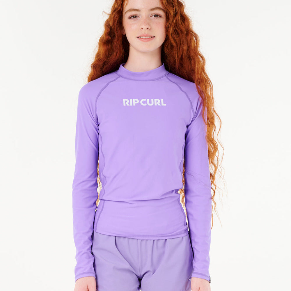 Rip Curl Girls Classic Surf Long Sleeve Rash Guard UV Protection Swim Shirt for Beach, Surfing & Water Sports