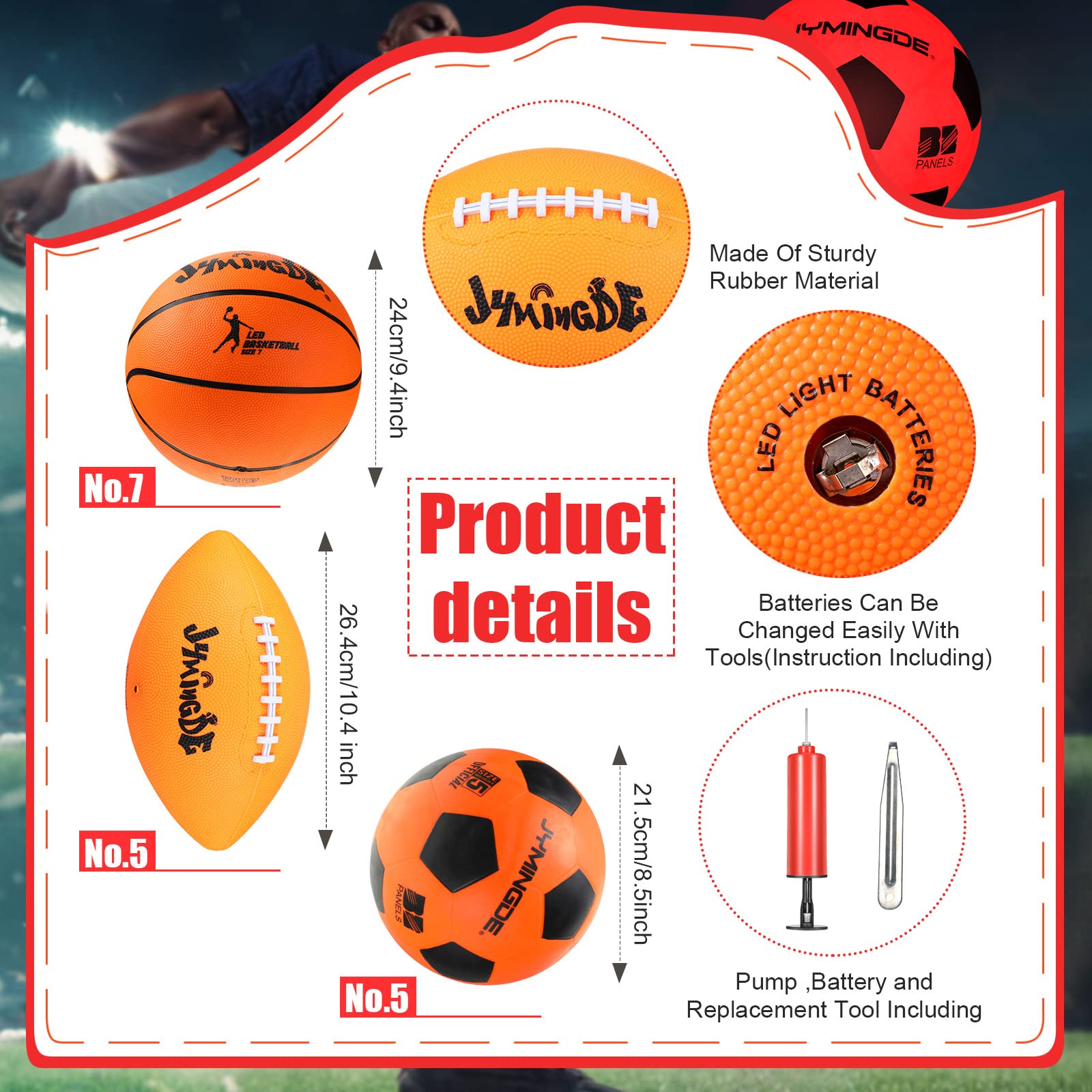 LED Glow in The Dark Basketball & Soccer Ball Set with Pump - Light Up Sports Balls for Men & Women - Perfect for Outdoor, Indoor, Night Games & Training - Fun Party & Backyard Activity Supplies