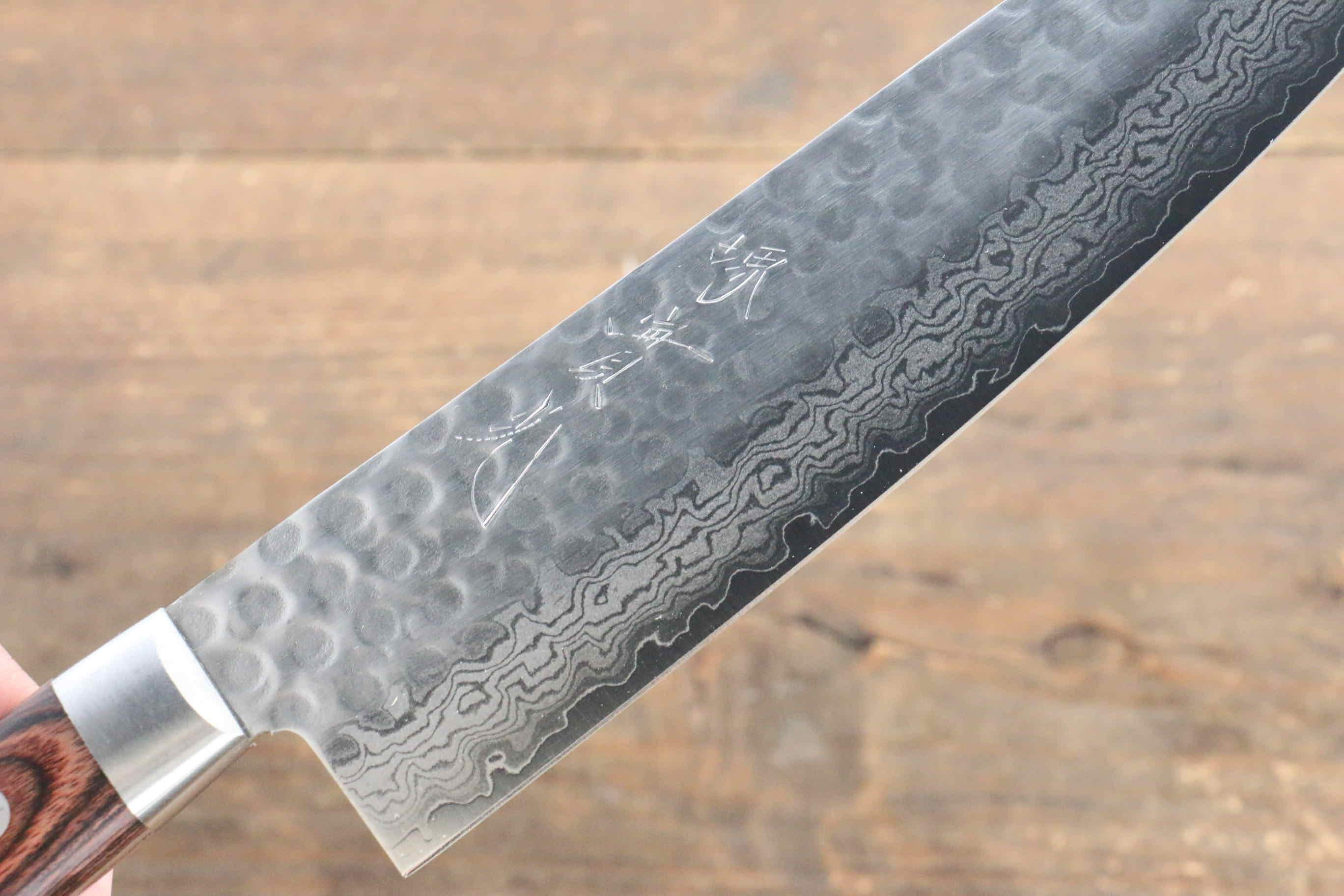 Premium Jikko VG10 17-Layer Kiritsuke Santoku Knife 170mm - Japanese Damascus Steel with Mahogany Handle - Perfect for Sushi, Vegetables & Meat Slicing