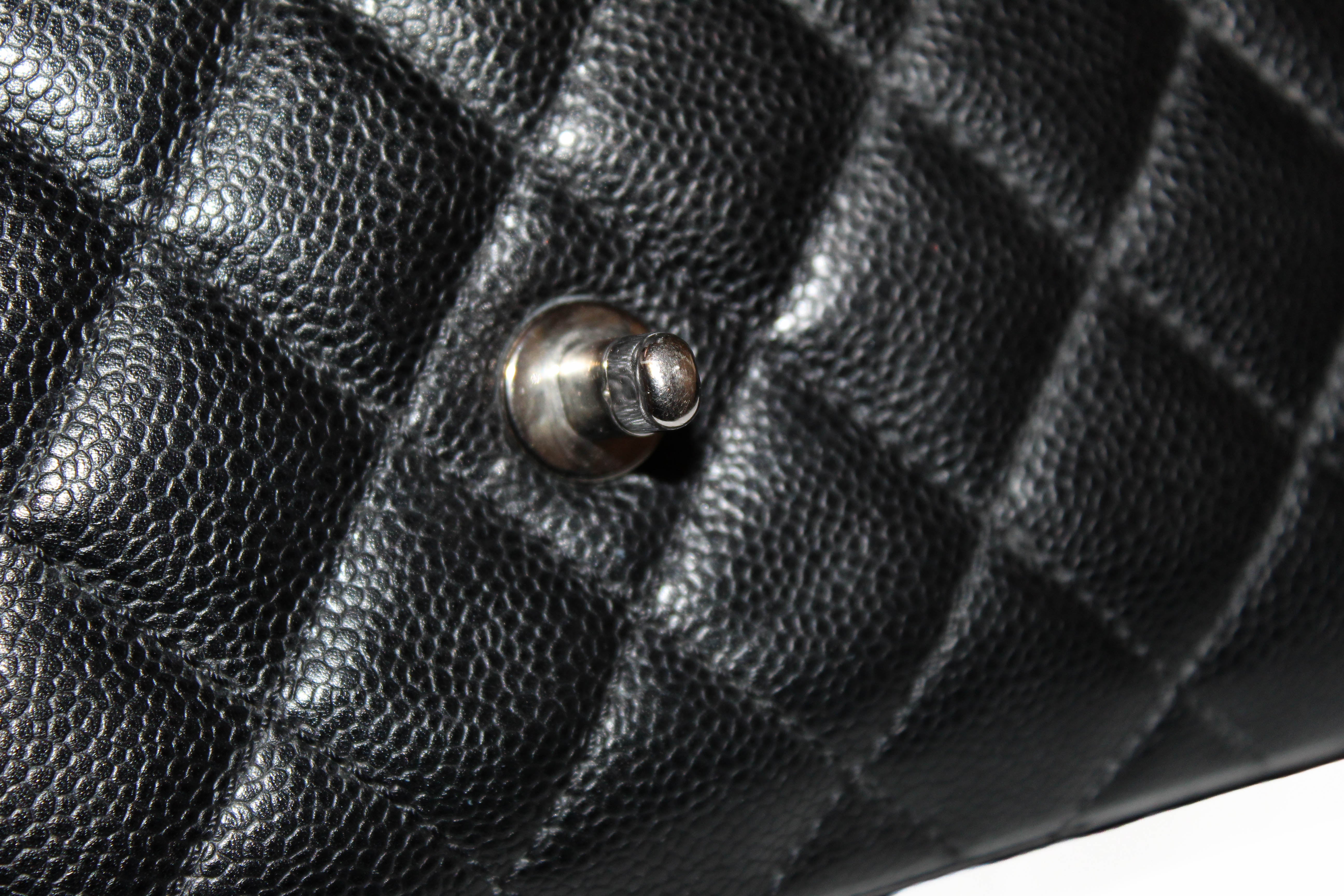 Authentic Chanel Black Quilted Caviar Leather Jumbo Single Flap Bag - Luxury Designer Handbag for Women, Perfect for Parties, Work & Everyday Use