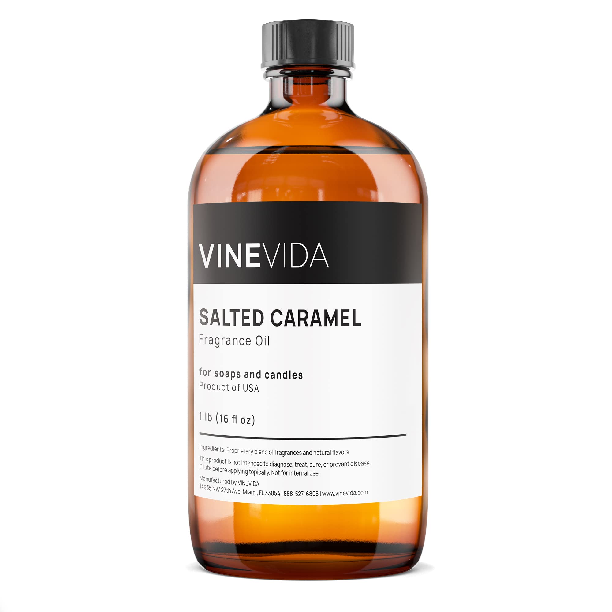 VINEVIDA 16oz Salted Caramel Fragrance Oil - Premium Scent for Soap Making, Candle Making, Perfume, Soy Candles, Home Diffusers, Bath Bombs, Linen Sprays & Lotions | Perfect for DIY Crafts, Aromatherapy & Home Fragrance