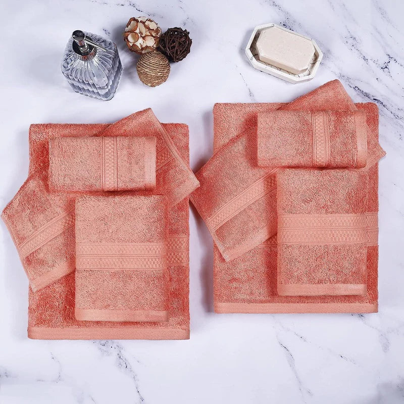 Ultra Soft Rayon Bamboo Cotton Blend 4-Piece Bath Towel Set | Premium Absorbent Quick-Dry Towels for Spa, Bathroom & Beach
