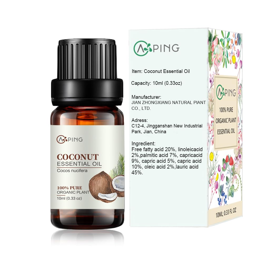 6x10ML Essential Oil Set - 100% Pure Organic Plant Oil for Aromatherapy, Diffuser, Massage, Spa, Yoga & Perfume (Peach, Strawberry, Watermelon, Pineapple, Mango, Coconut) - Relaxation, Stress Relief & Home Fragrance