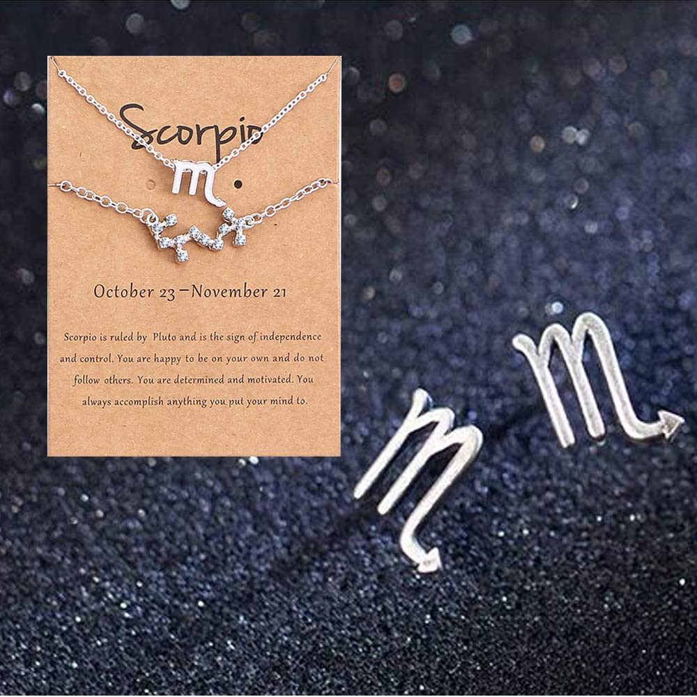 12 Constellation Zodiac Jewelry Set for Women - Necklace, Bracelet & Earrings 3Pcs, CZ Astrology Horoscope Birthday Gift | Perfect for Daily Wear, Special Occasions & Birthday Presents