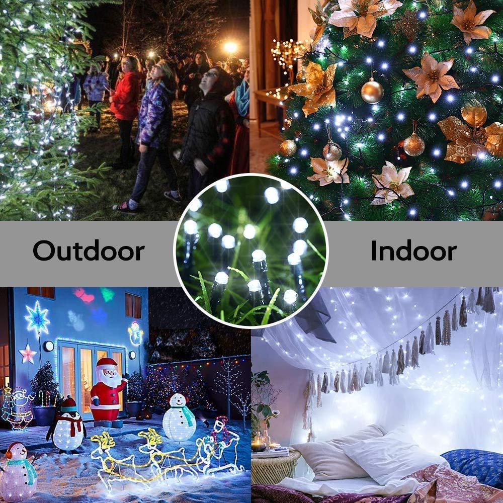 65ft 200 LED Solar String Lights Outdoor Waterproof - Solar Powered Fairy Lights with 8 Lighting Modes for Garden, Patio, Yard, Wedding & Party Decorations (Cool White)
