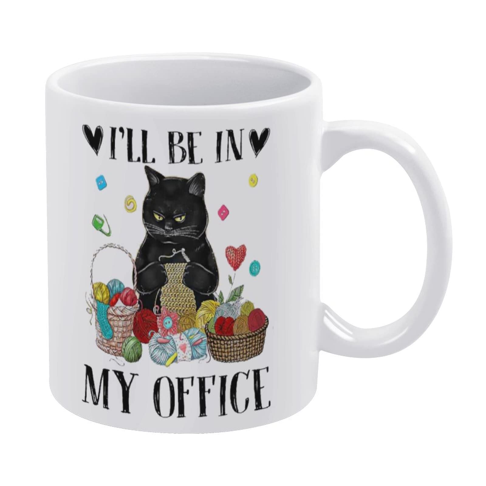 Funny Black Cat Coffee Mug - 11oz Ceramic Cup for Pet Lovers - Office & Home Use