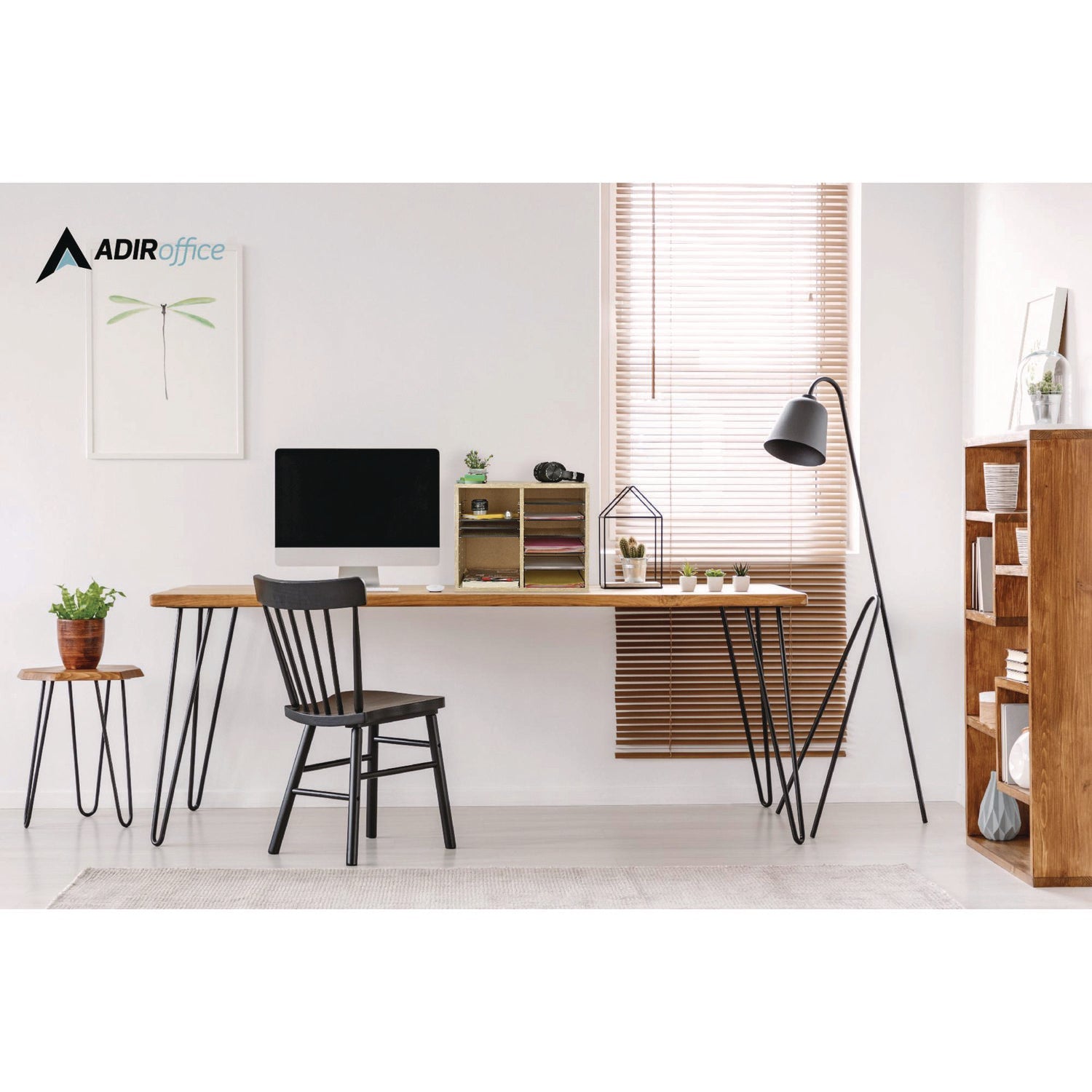 AdirOffice Wooden Adjustable 12-Section Letter Size Literature Organizer - 20 x 11.8 x 16.3 Inches, White - Perfect for Office, Home, or Classroom Document Storage & Organization