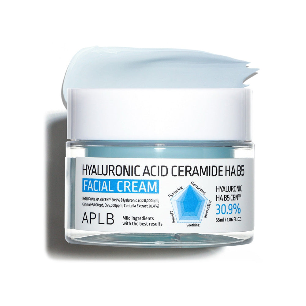 APLB Hyaluronic Acid Ceramide HA B5 Facial Cream 55ml - Deep Hydration & Anti-Aging Moisturizer for Dry & Sensitive Skin - Perfect for Daily Skincare Routine & Night Repair