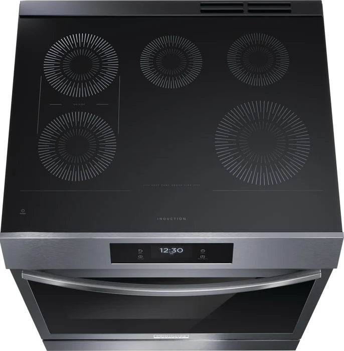 Frigidaire Gallery GCFI306CBD 30-Inch Black Stainless Steel Front Control Induction Range with Total Convection - Perfect for Modern Kitchens & Professional Cooking