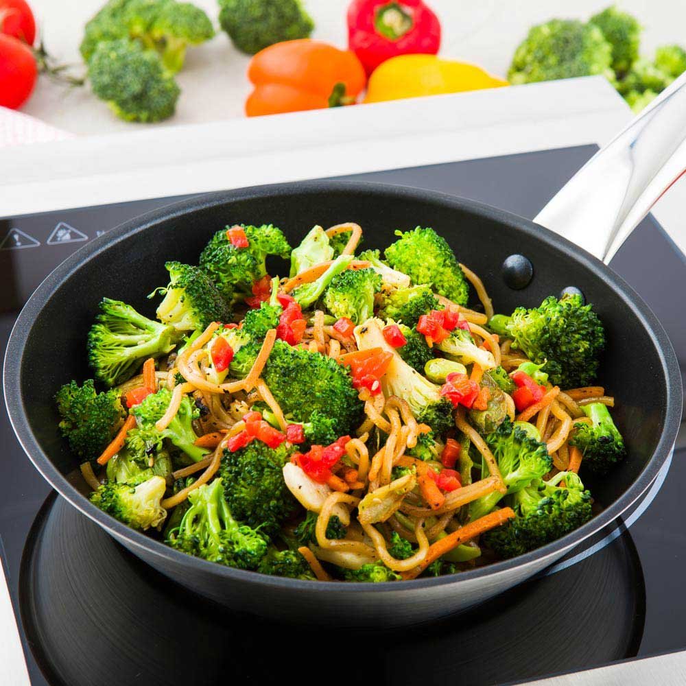 **Restaurantware Met Lux 8 Inch Non-Stick Frying Pan – Induction Ready, Stainless Steel with Riveted Handle, Dishwasher Safe – Perfect for Home Cooking & Restaurant Use**    *(Use Cases: Ideal for frying eggs, sautéing vegetables, searing meats, and preparing quick meals in home kitchens or professional restaurant settings.)*