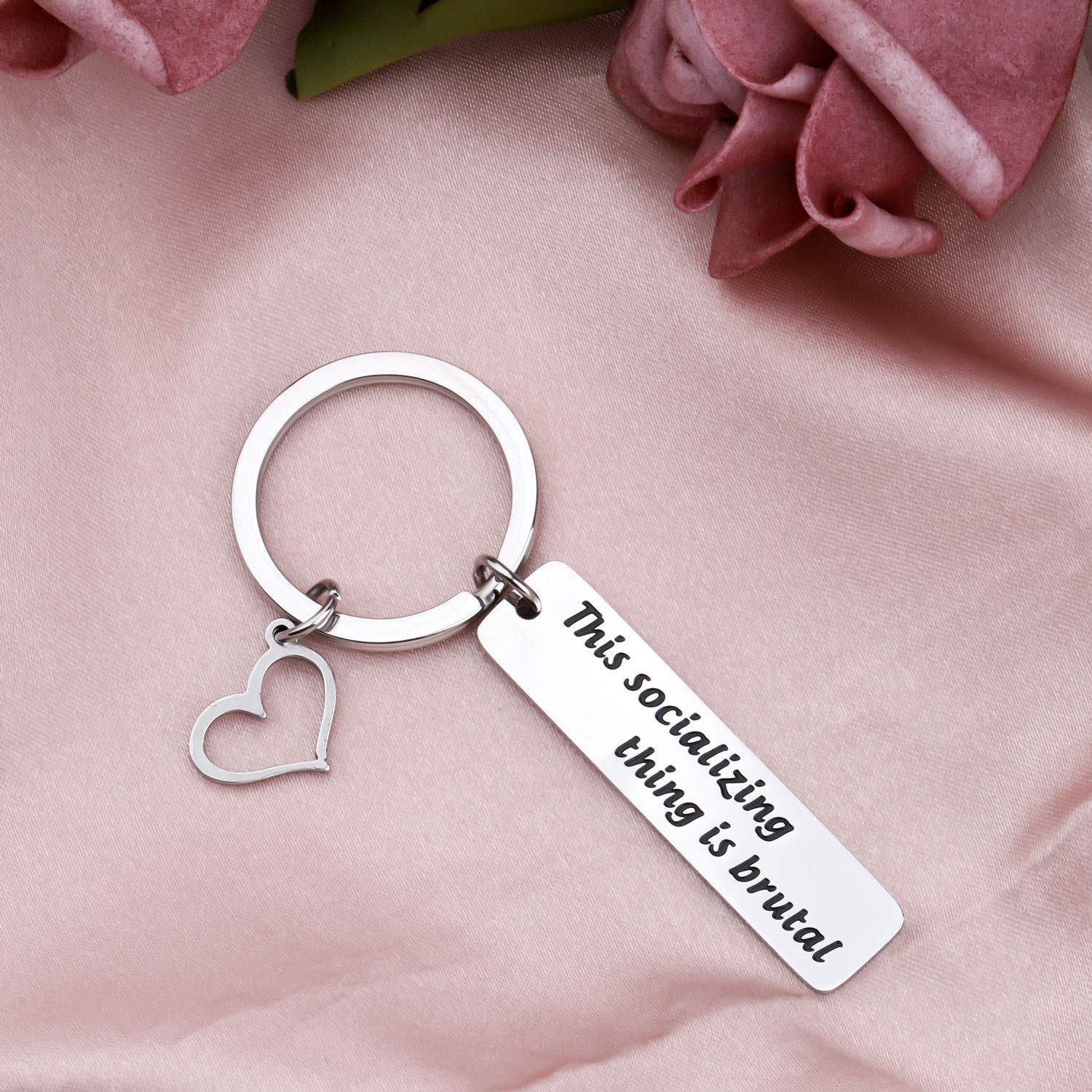 Inspired Angel Quote Keychain - 'This Socializing Thing Is Brutal' - Perfect Gift for Jewelry Fans & Social Butterflies | Great for Parties, Gifts & Everyday Carry