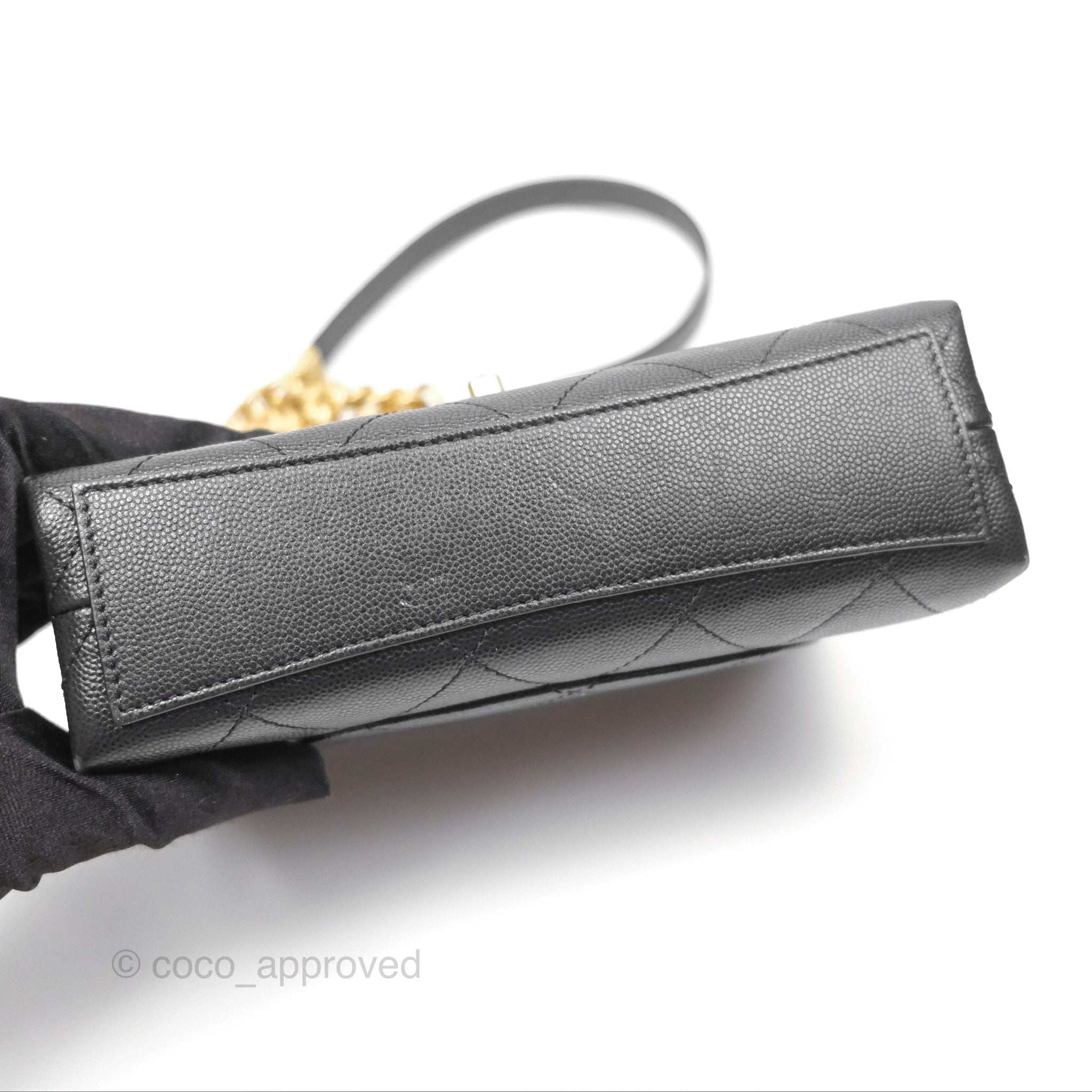 Chanel Quilted Caviar Leather Bracelet On Chain Flap Bag - Black with Aged Gold Hardware - Perfect for Evening Events, Parties & Luxury Fashion Accessories