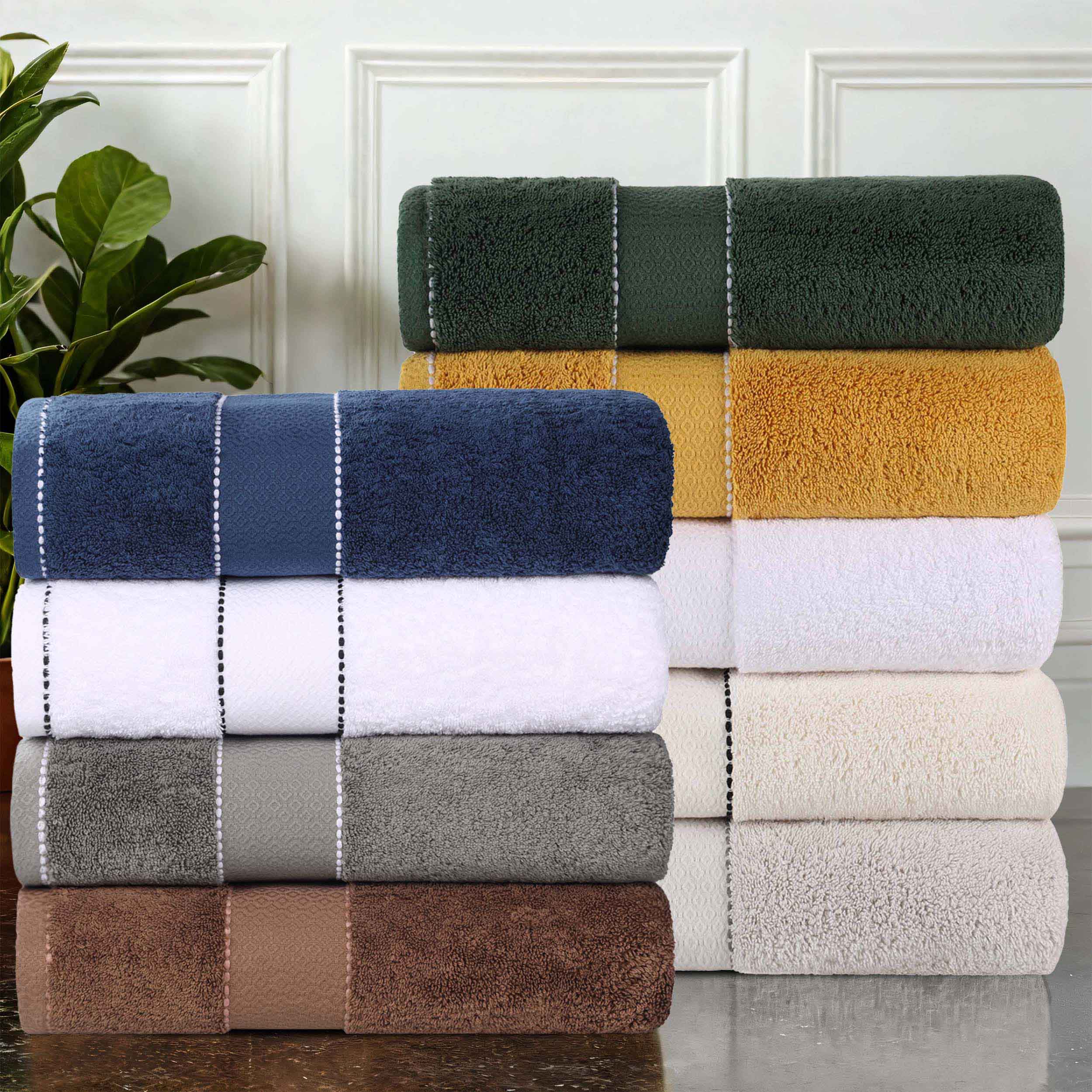 Premium Giza Cotton Dobby Face Towels - Set of 12 | Ultra Absorbent & Soft Egyptian Cotton | Spa, Gym & Travel Essentials | Made in Egypt