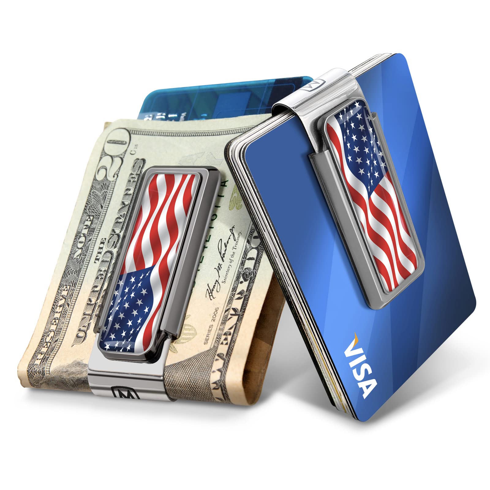 Patriotic USA American Flag Money Clip for Men - Premium Metal Cash Holder for Wallets, Bills & Credit Cards - Perfect Gift for Dad, Husband, Graduation & Independence Day