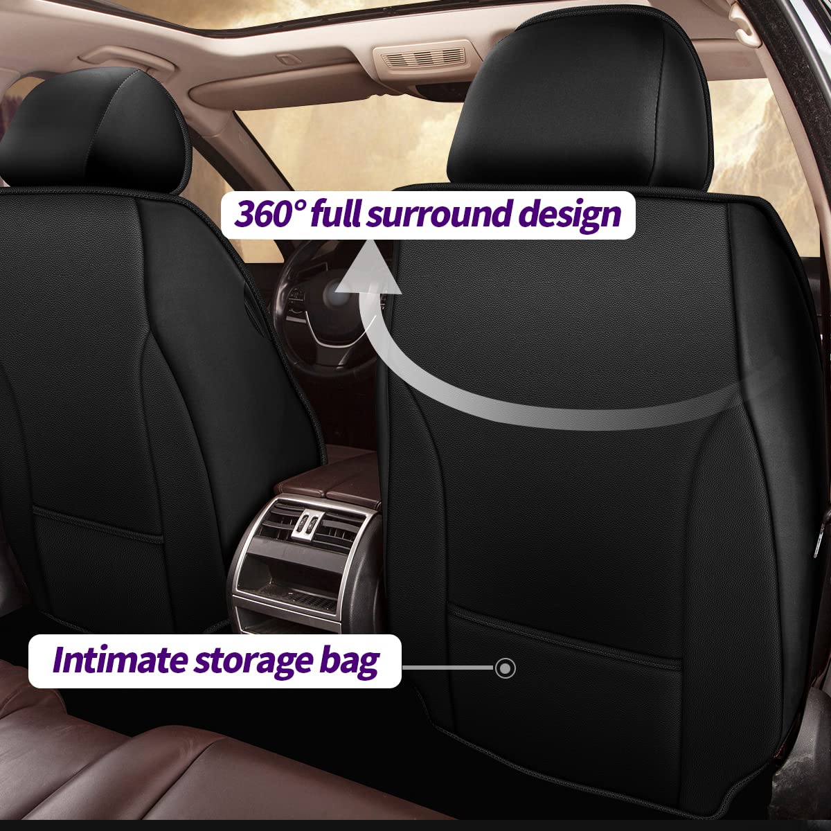 Ford Ranger 2007-2025 Waterproof Faux Leather Seat Covers Full Set (5 Seats) - Compatible with Airbags | Crew Cab 4dr | Black & Red | Perfect for Off-Roading & Daily Commute