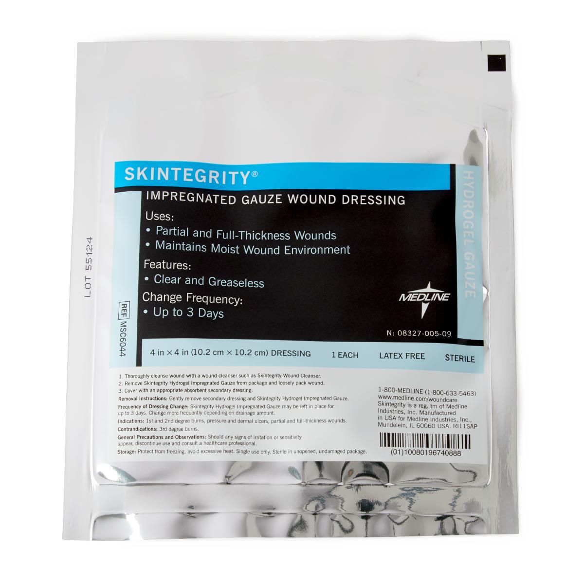 Skintegrity Hydrogel Gauze Wound Dressing, 4x4 Inches (Pack of 30) - Advanced Healing for Burns, Cuts & Surgical Wounds | First Aid & Post-Op Care Essential