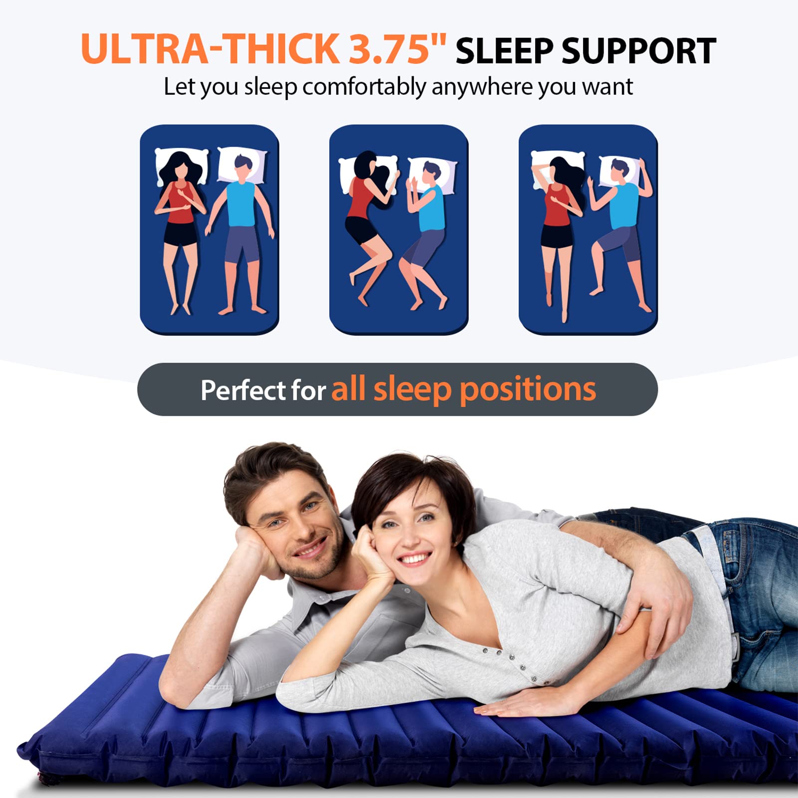 Hikenture Double Sleeping Pad with Foot Pump - 2 Camping Pillows Included | Lightweight Inflatable Air Mattress for Camping, Hiking, Backpacking & Outdoor Adventures (Green)