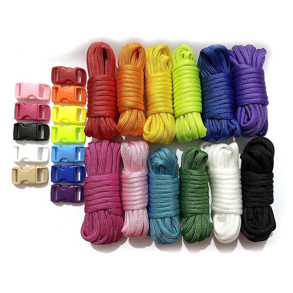 12-Color Paracord Kit - 10ft Ropes for Bracelets & Dog Collars - Outdoor & DIY Use