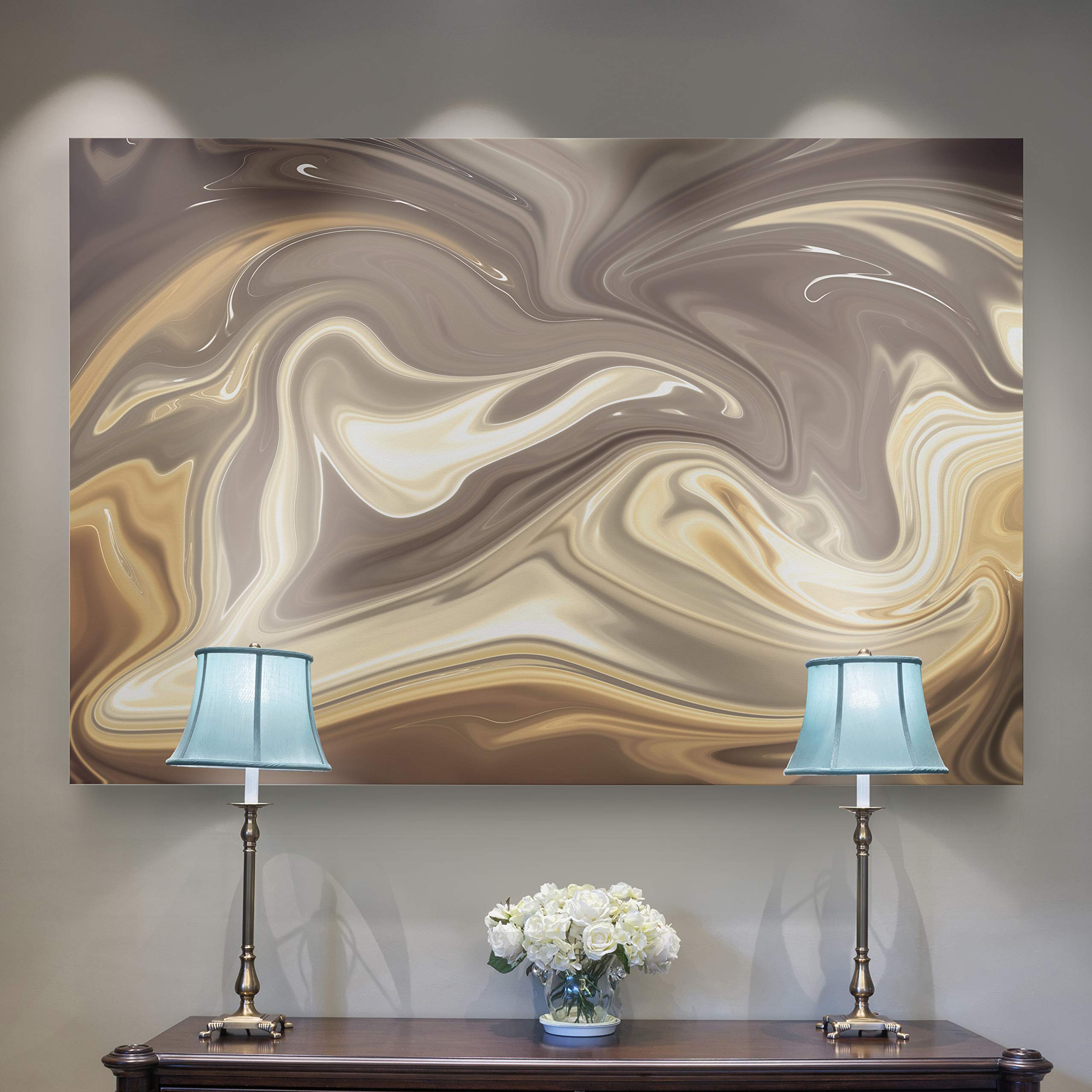 Hot Chocolate Marble Pattern Gallery Wrapped Canvas Wall Art - Modern Home Decor for Living Room, Bedroom & Office