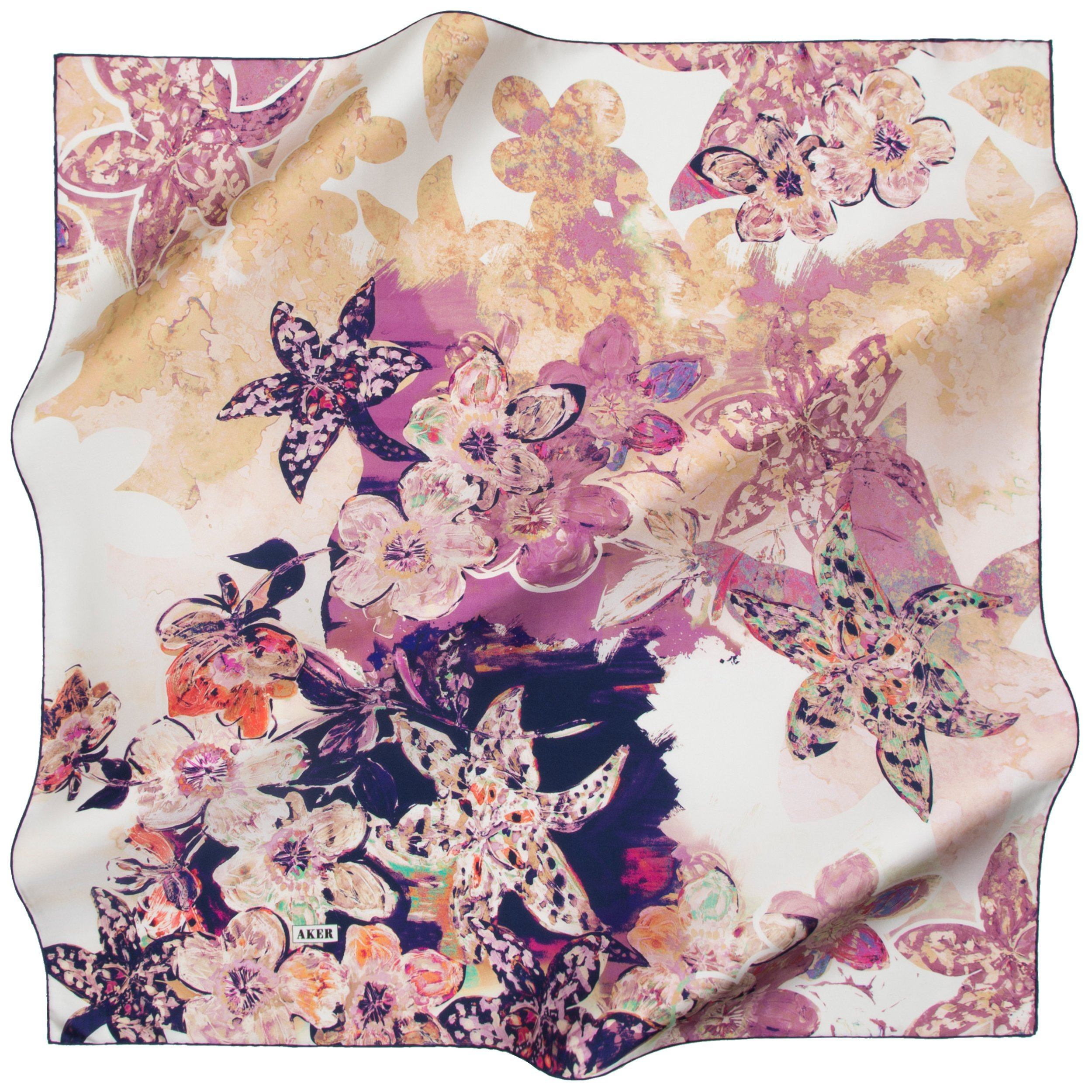Aker Daisy Silk Scarf for Women - Elegant Floral Print Fashion Accessory - Perfect for Office, Party & Travel Outfits