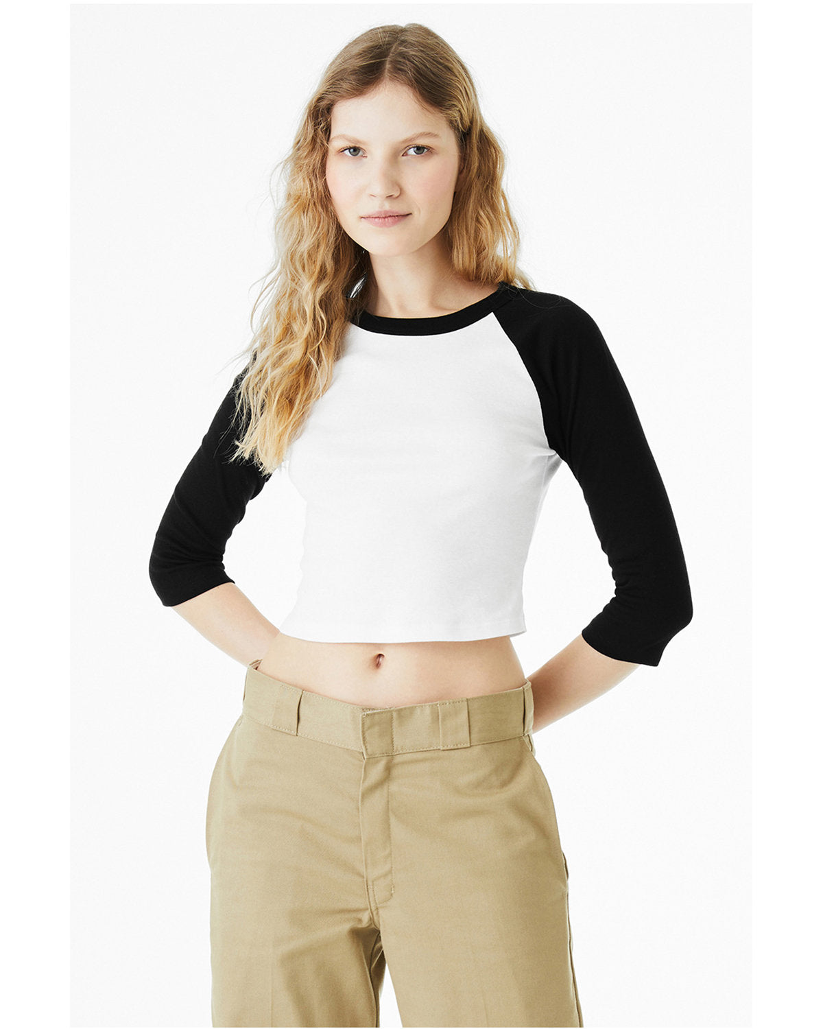 Bella + Canvas 1200 Women's Micro Ribbed 3/4 Sleeve Raglan Baby Tee - Soft Stretch Casual Shirt for Yoga, Lounge & Everyday Wear