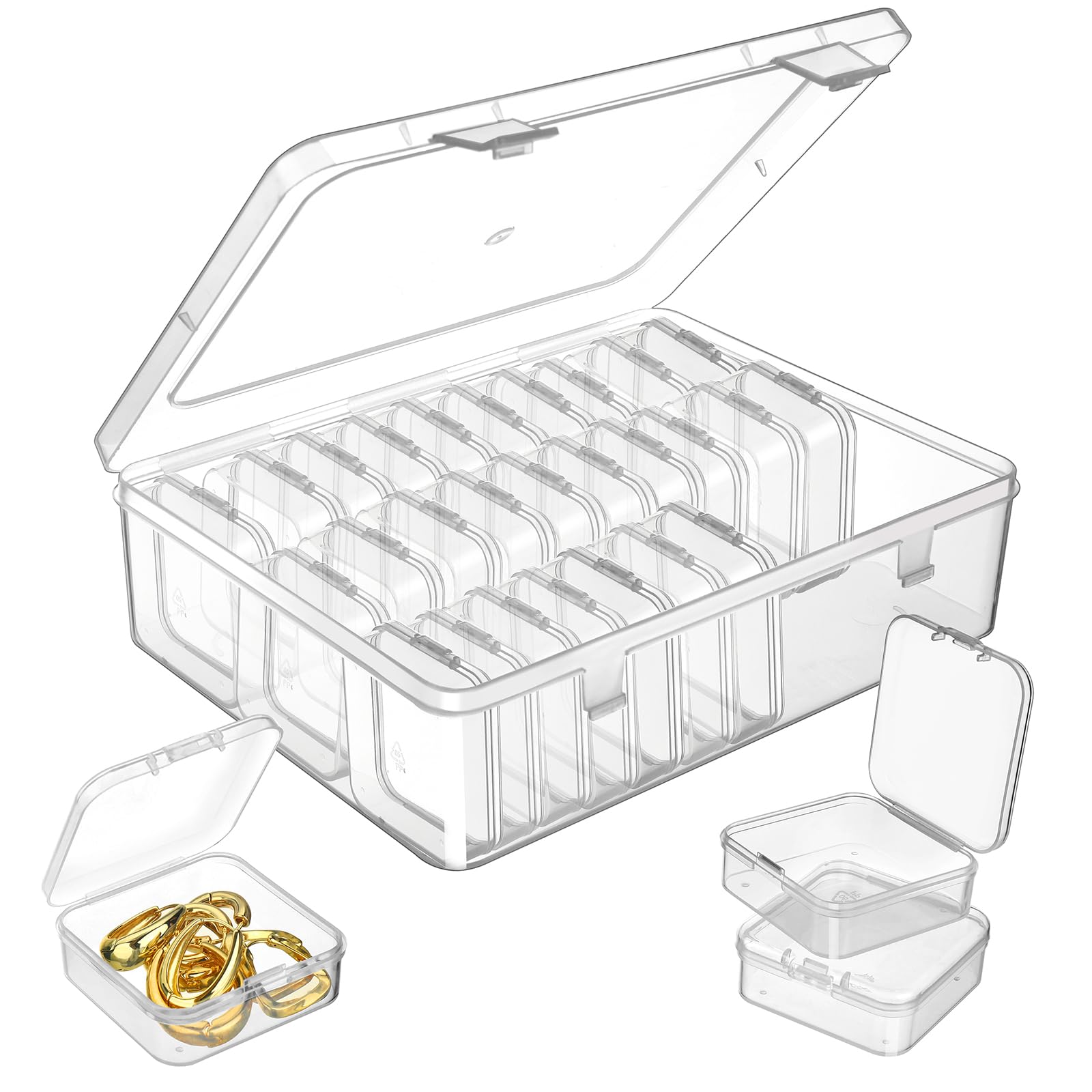 Stackable Bead Storage Containers - 30pc Transparent Organizer Box for Jewelry & Crafts