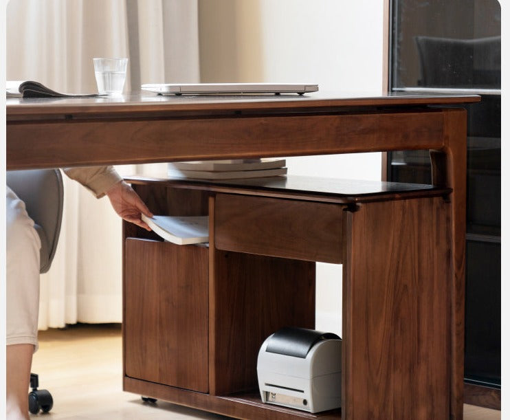 Premium Black Walnut & Ash Solid Wood Office Desk - Long Executive Work Table for Home & Business Use - Perfect for Modern Workspaces, Study Rooms & Office Decor