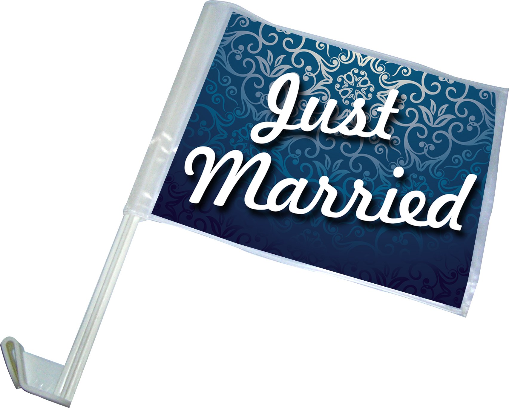 Just Married Car Flags - Set of 2 Blue Wedding Car Decorations for Newlyweds | Perfect for Wedding Getaway Cars, Honeymoon Vehicles & Bridal Party Decor