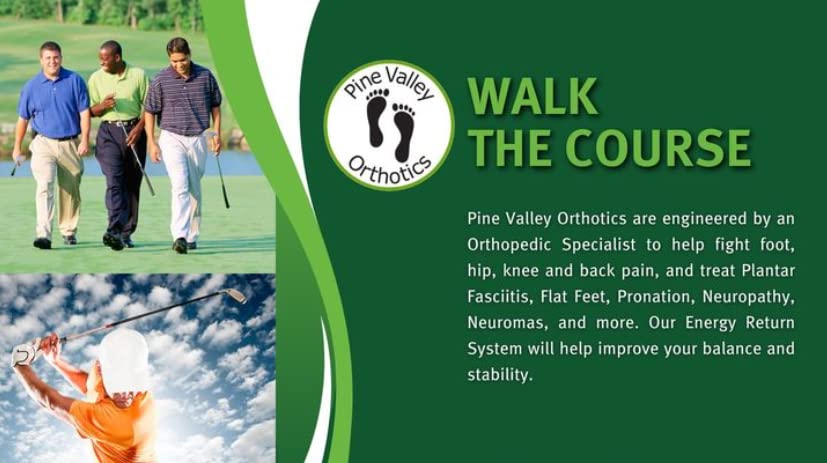 **Pine Valley Men's Orthotic Shoe Insoles - Arch Support Inserts for Flat Feet, High Arches, Heel Spurs & Plantar Fasciitis Relief - Comfortable Orthopedic Insoles for Golf & Everyday Use (Size 13)**