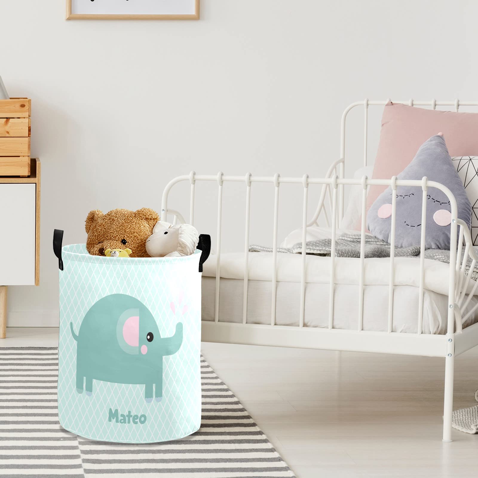 Collapsible Elephant Laundry Basket for Kids Room & Nursery Decor
