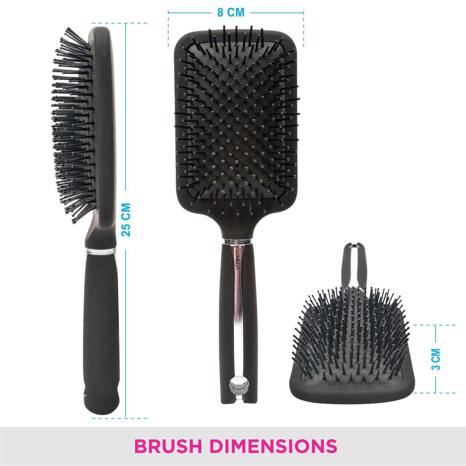 Vega Paddle Hair Brush for Men & Women - India's No.1 Hair Brush Brand (E16-PB) - Perfect for Detangling, Styling & Smoothing Hair at Home or Salon