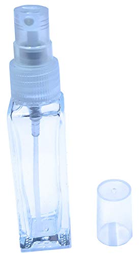 Refillable 10ml Empty Glass Spray Bottles for Toner, Perfume, Essential Oils & Aromatic Water - Clear Square Travel Size (Set of 6) | Perfect for DIY Skincare, Fragrance Mixing & Aromatherapy