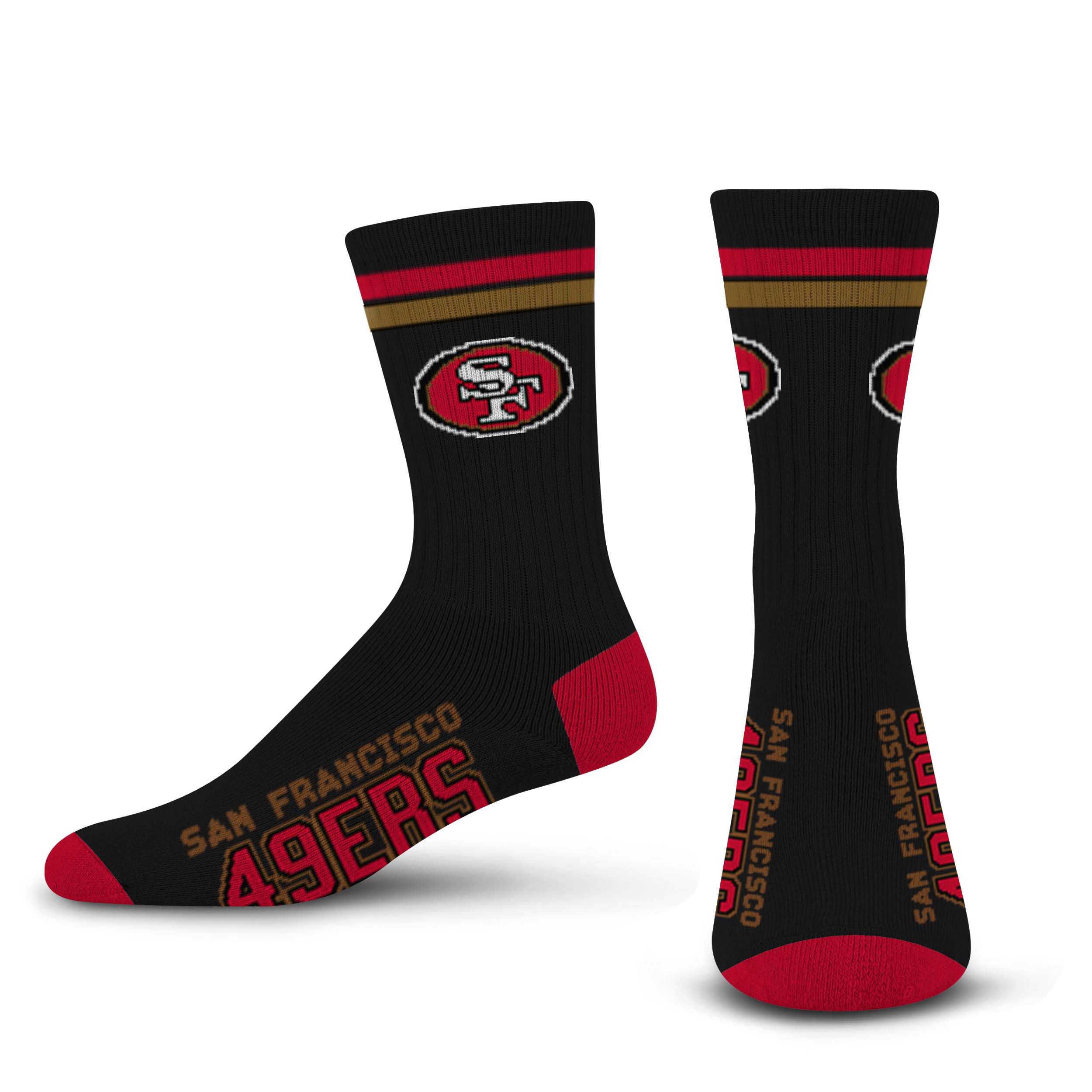 Official NFL 2 Stripe Crew Socks for Men & Women - San Francisco 49ers Team Logo Football Socks - Comfortable Game Day Socks for Fans & Players - Perfect for Football Matches, Sports Events and Casual Wear