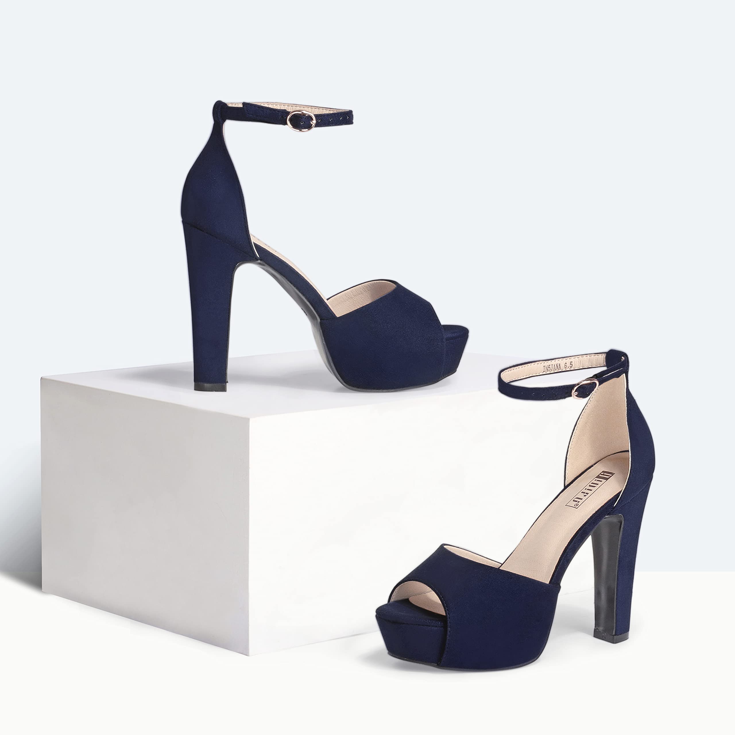 IDIFU Women's Platform Chunky High Heel Sandals - Peep Toe Ankle Strap Dress Shoes for Wedding, Party & Evening Events - Perfect for Brides, Prom & Special Occasions