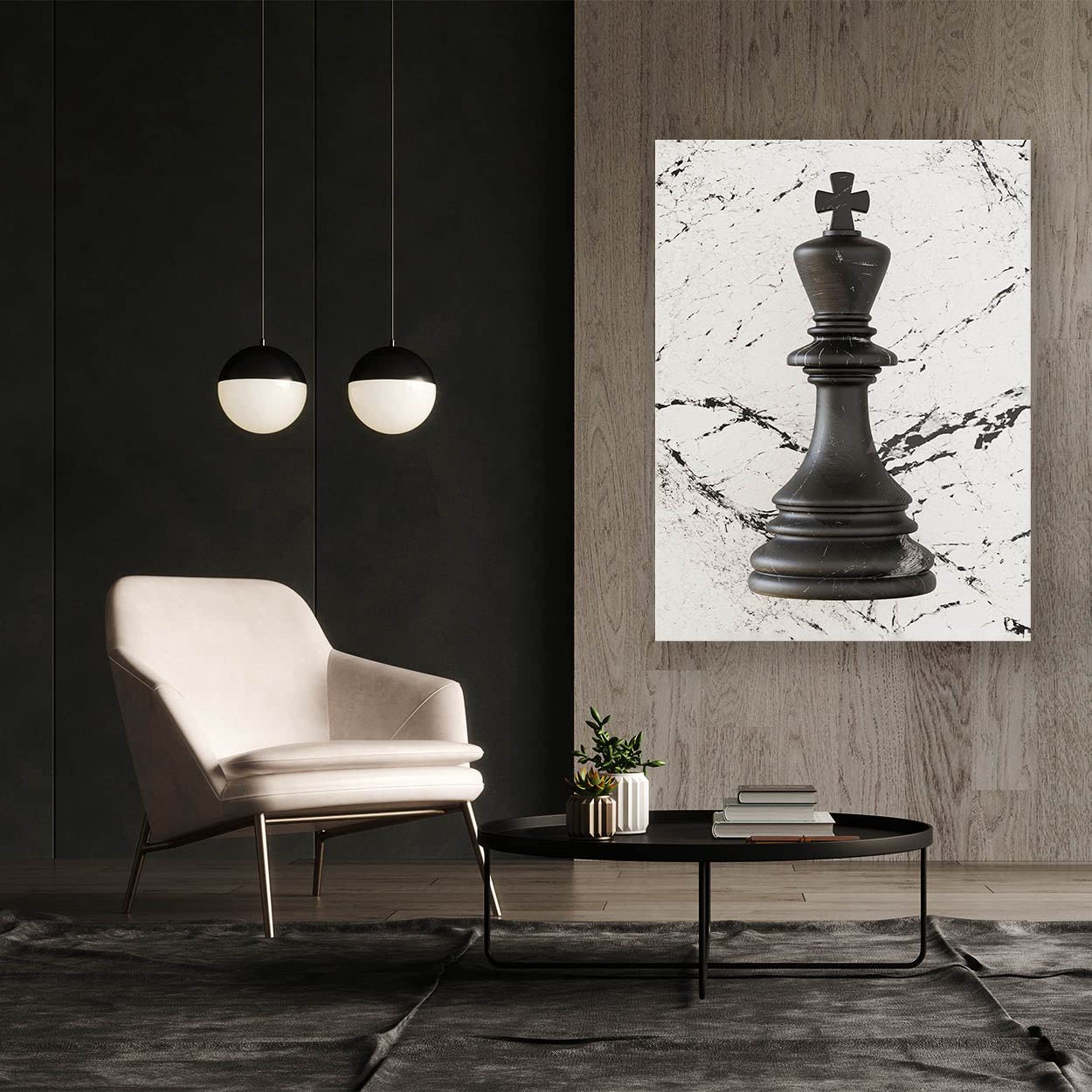 Checkmate Chess King Canvas Art - 12x16 Inch Black Chess Piece Wall Decor Painting for Living Room, Game Room & Office | Home Decor Print Poster | Perfect Gift for Chess Lovers