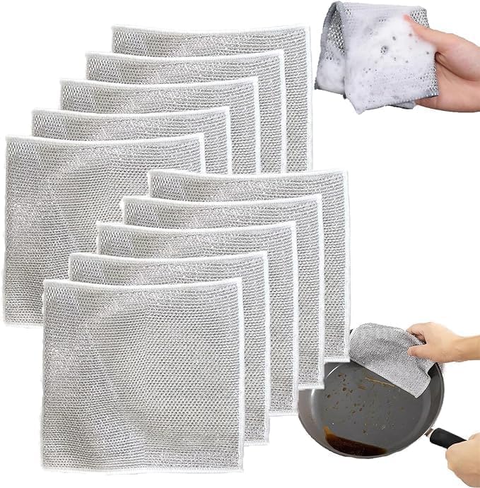NIKMAY CREATION Non-Scratch Wire Cleaning Cloths - 5 Pack Multipurpose Dishwashing Rags for Wet & Dry Use - Perfect for Pots, Pans, Sinks, Stove Tops & Kitchen Cleaning - Reusable & Durable Scrubbing Pads for Easy Stain Removal