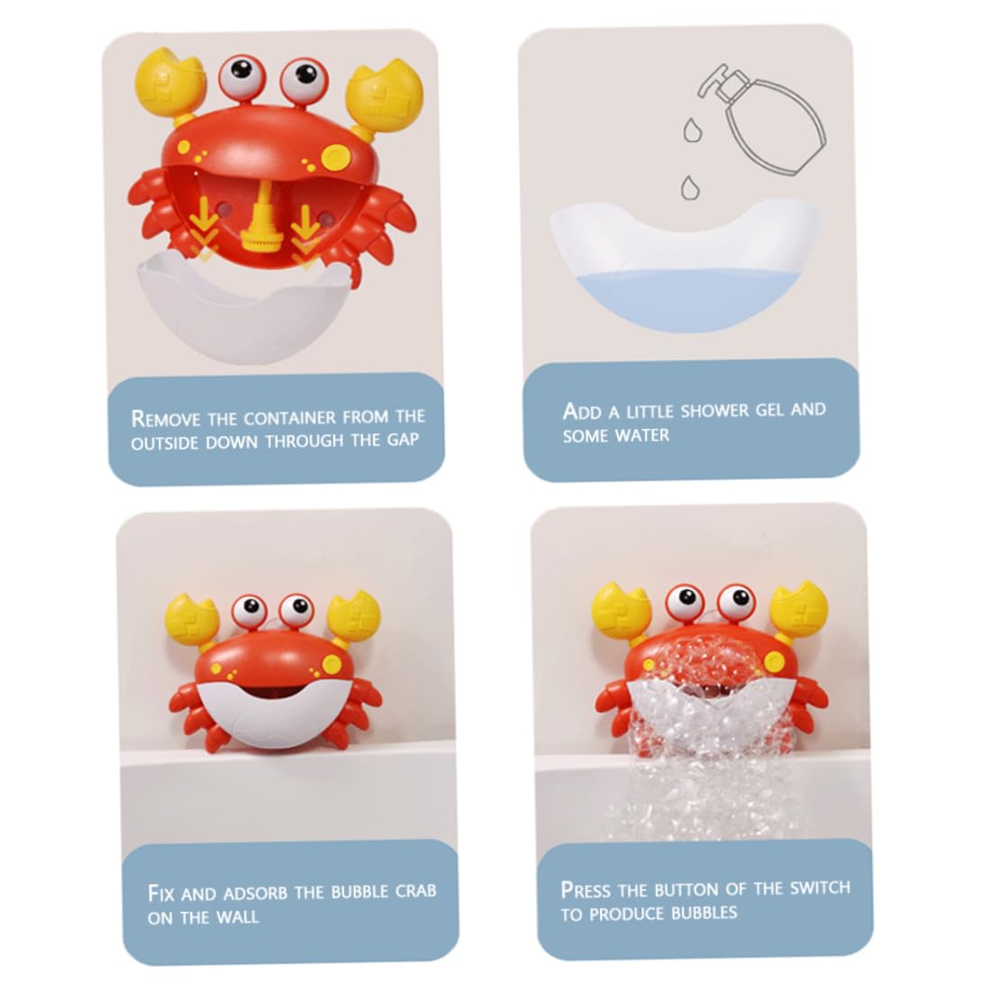 **Red Crab Bubble Bath Toy with Music - No Battery Baby Bath Bubble Maker for Toddlers 3+ Years - Fun Bath Time Toy for Boys & Girls - Perfect for Sensory Play & Water Play Activities**